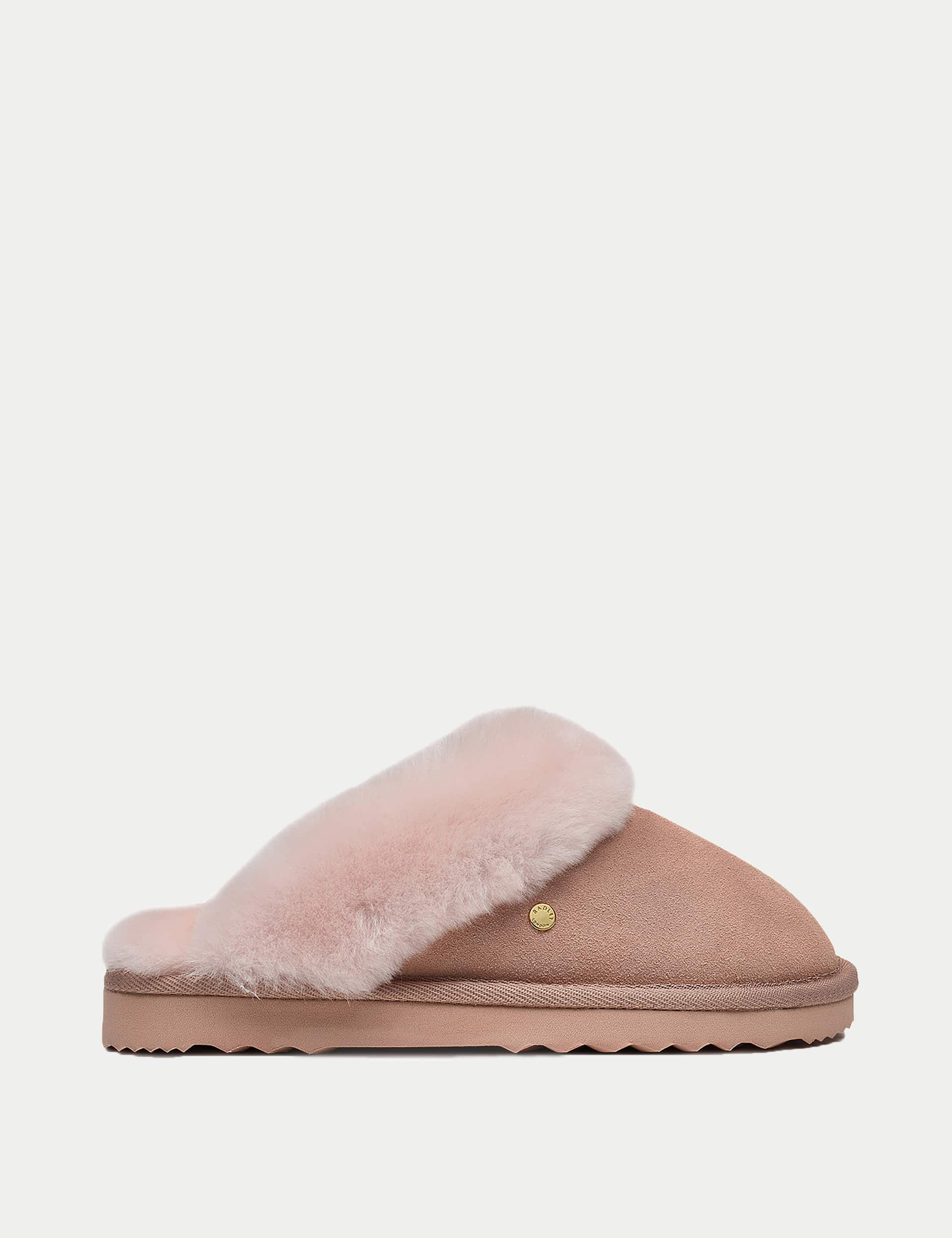 Radley Women's Shearling Round Toe Mule Slippers - 5 - Pink, Brown,Pink