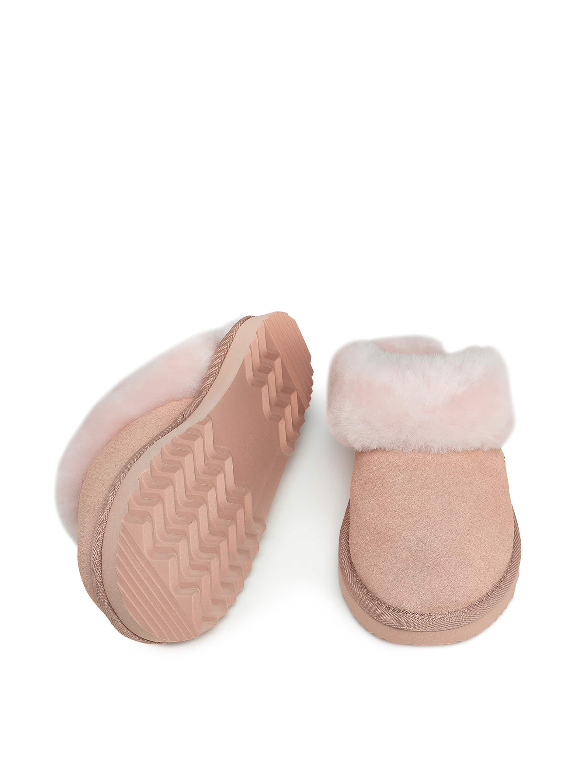 Radley Women's Shearling Round Toe Mule Slippers - 5 - Pink, Brown,Pink