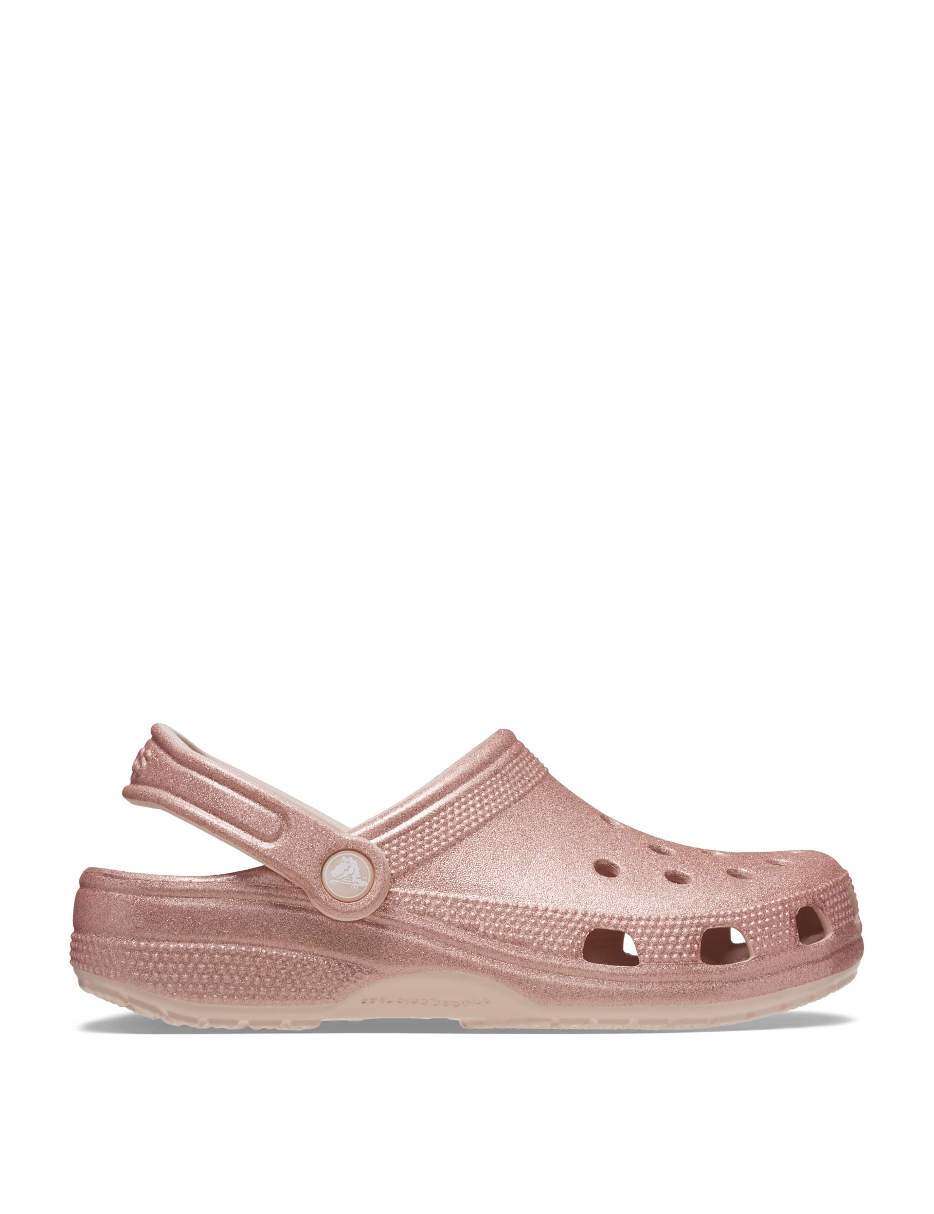 Crocs Women's Glitter Flat Clogs - 6 - Light Pink, Silver,Light Pink