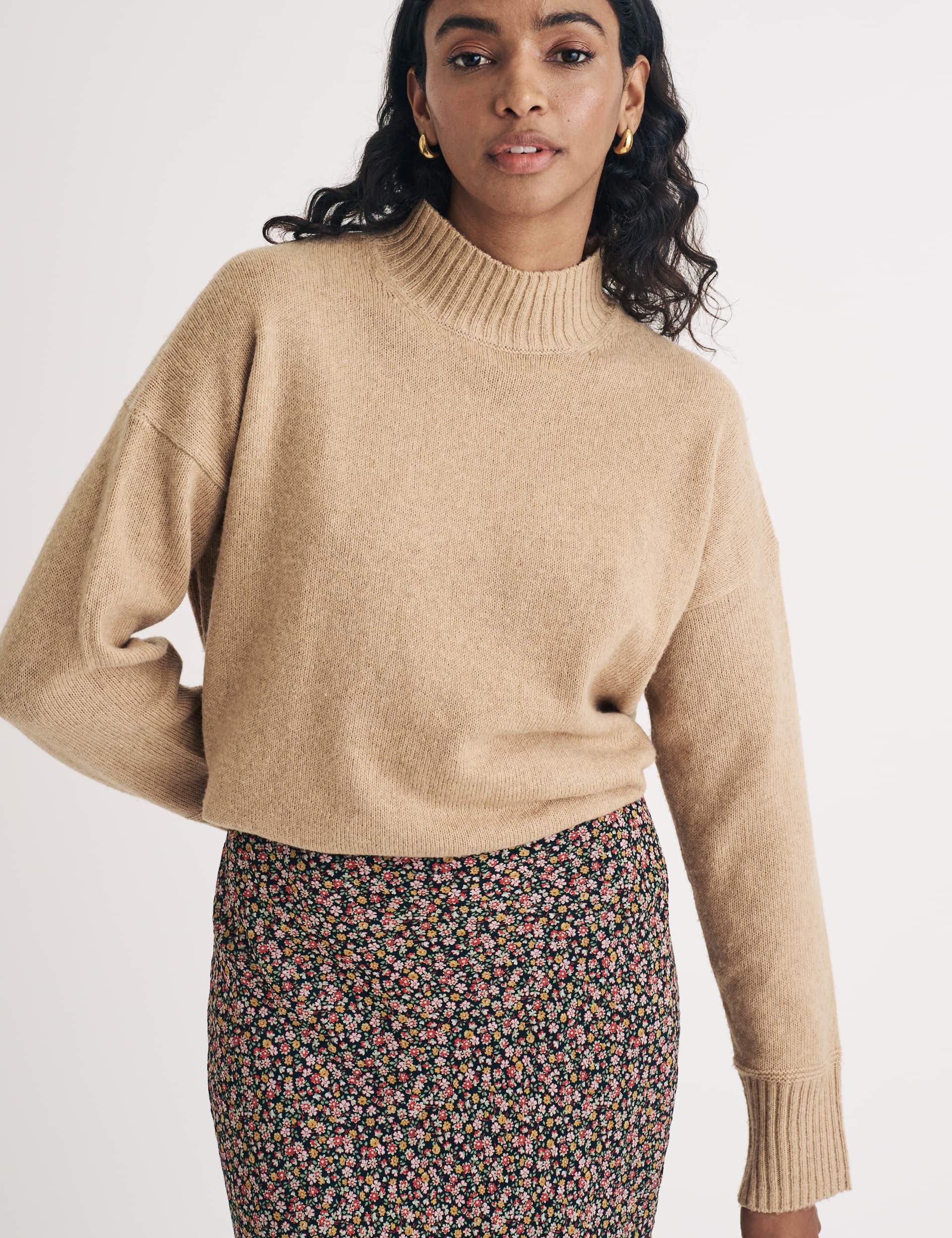 Nobody'S Child Women's Cotton Rich Funnel Neck Longline Jumper