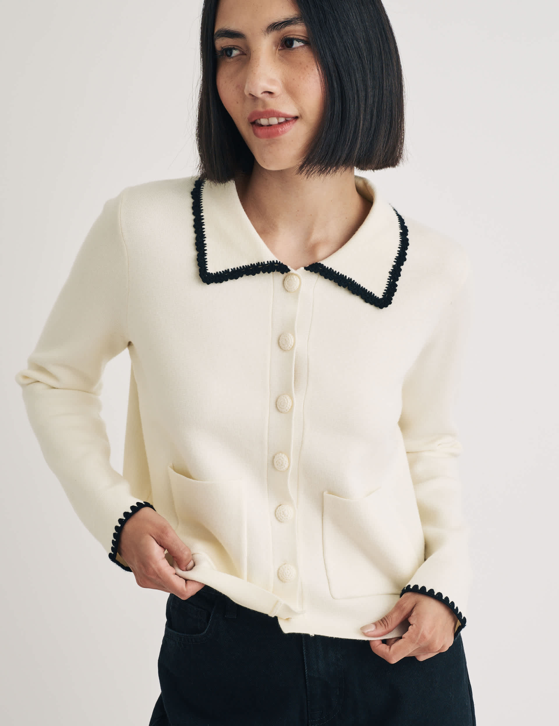 Nobody'S Child Women's Collared Cardigan - Cream, Cream