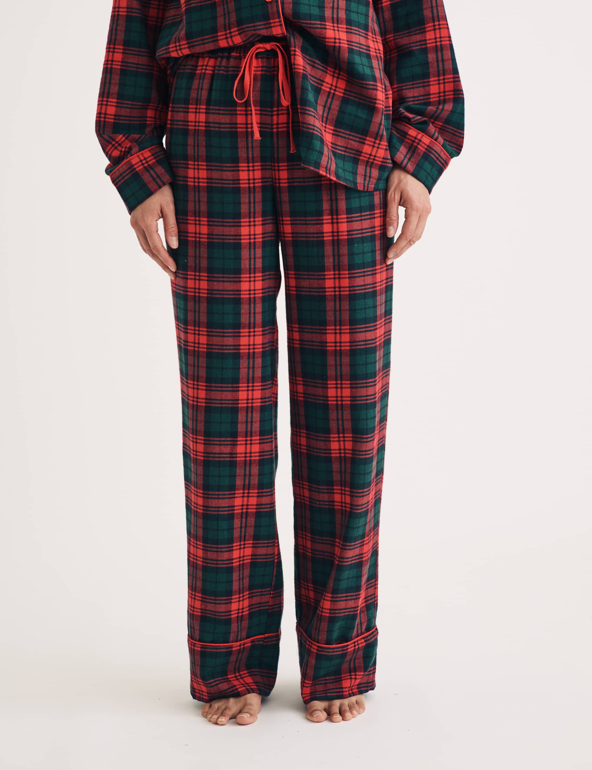 Nobody'S Child Women's Pure Cotton Checked Pyjama Bottoms - Red Mix, Red Mix,Green Mix