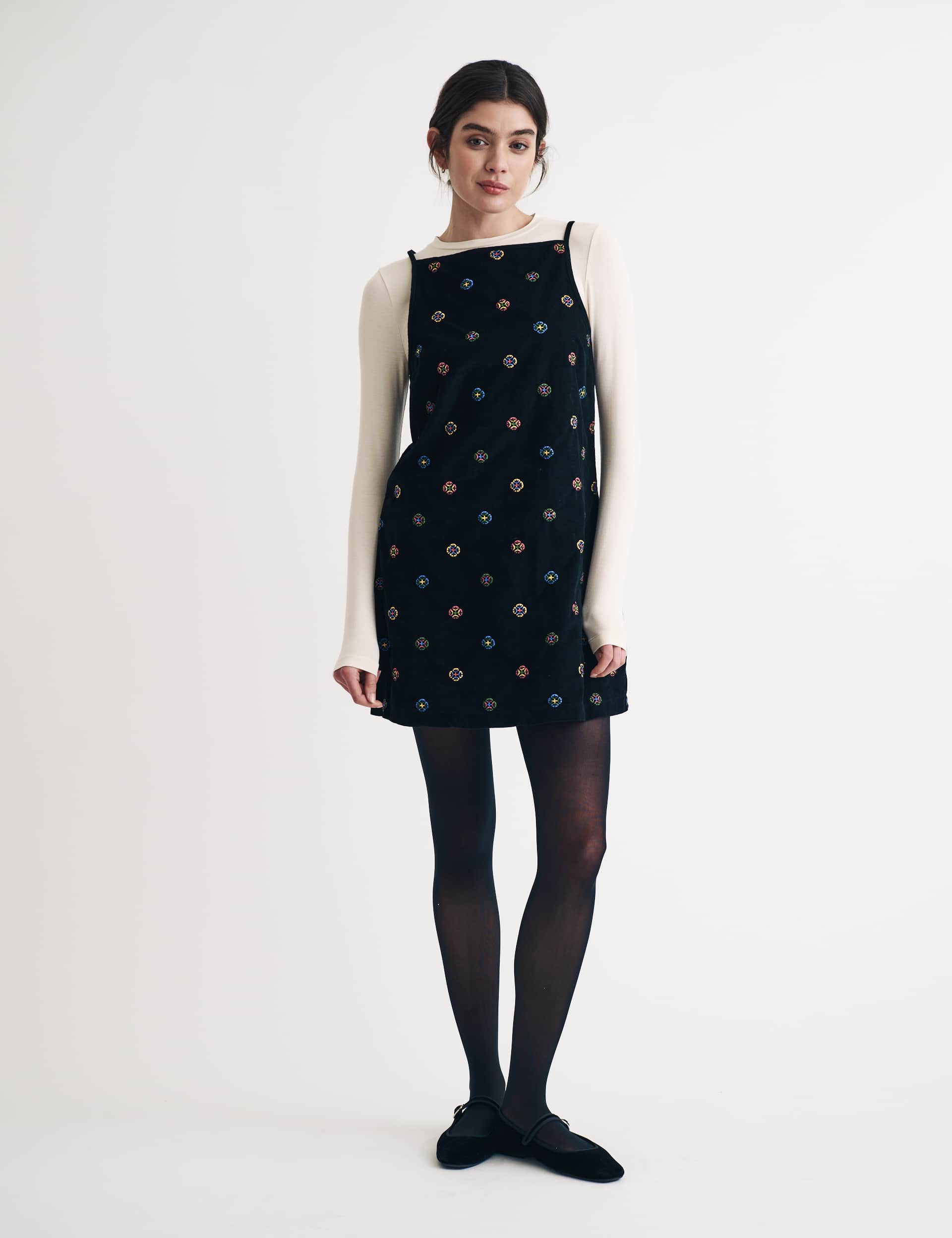 Nobody'S Child Women's Pure Cotton Embroidered Square Neck Dress