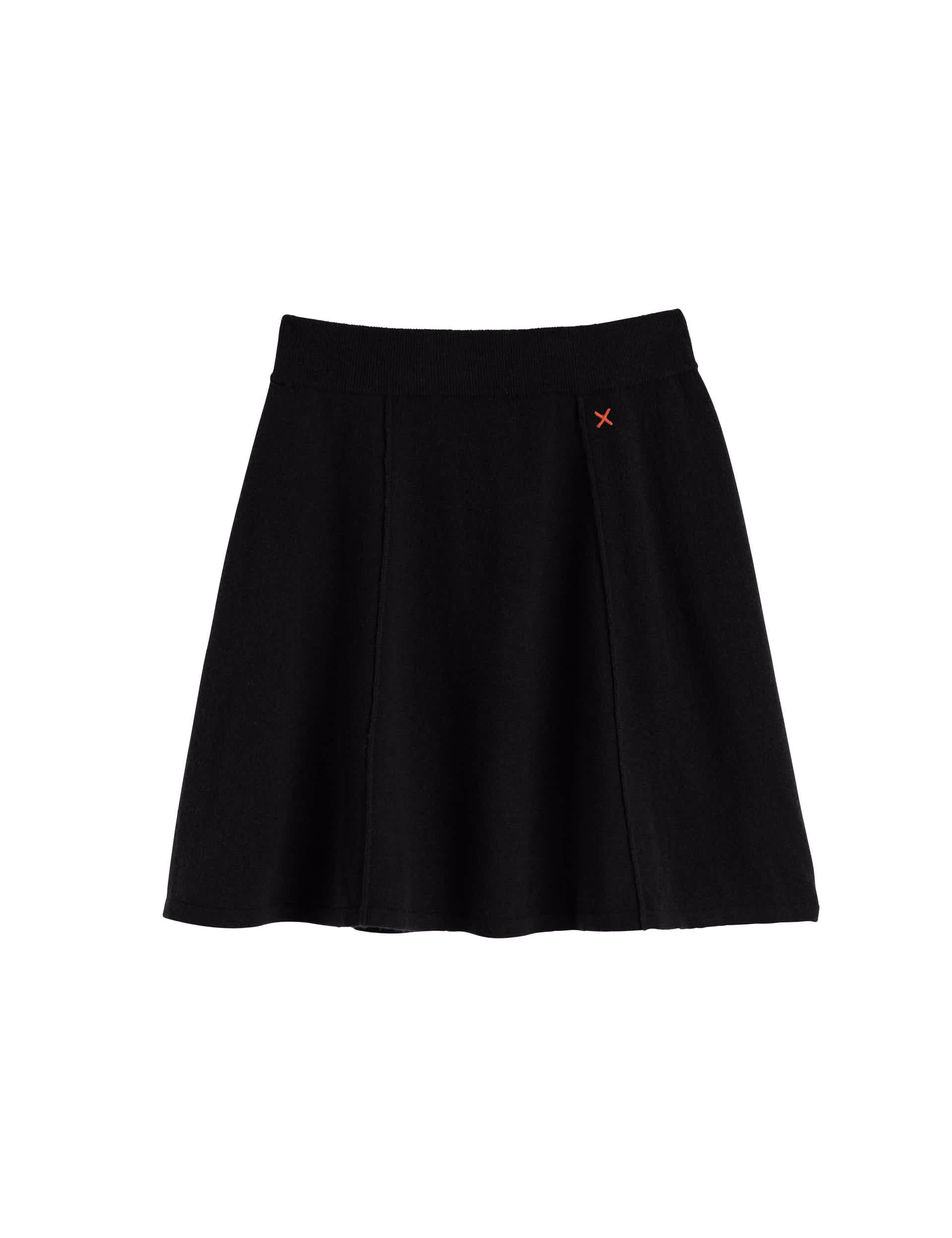 Chinti & Parker Women's Wool Rich Mini Skater Skirt with Cashmere - XS - Black, Chocolate,Black,Deep