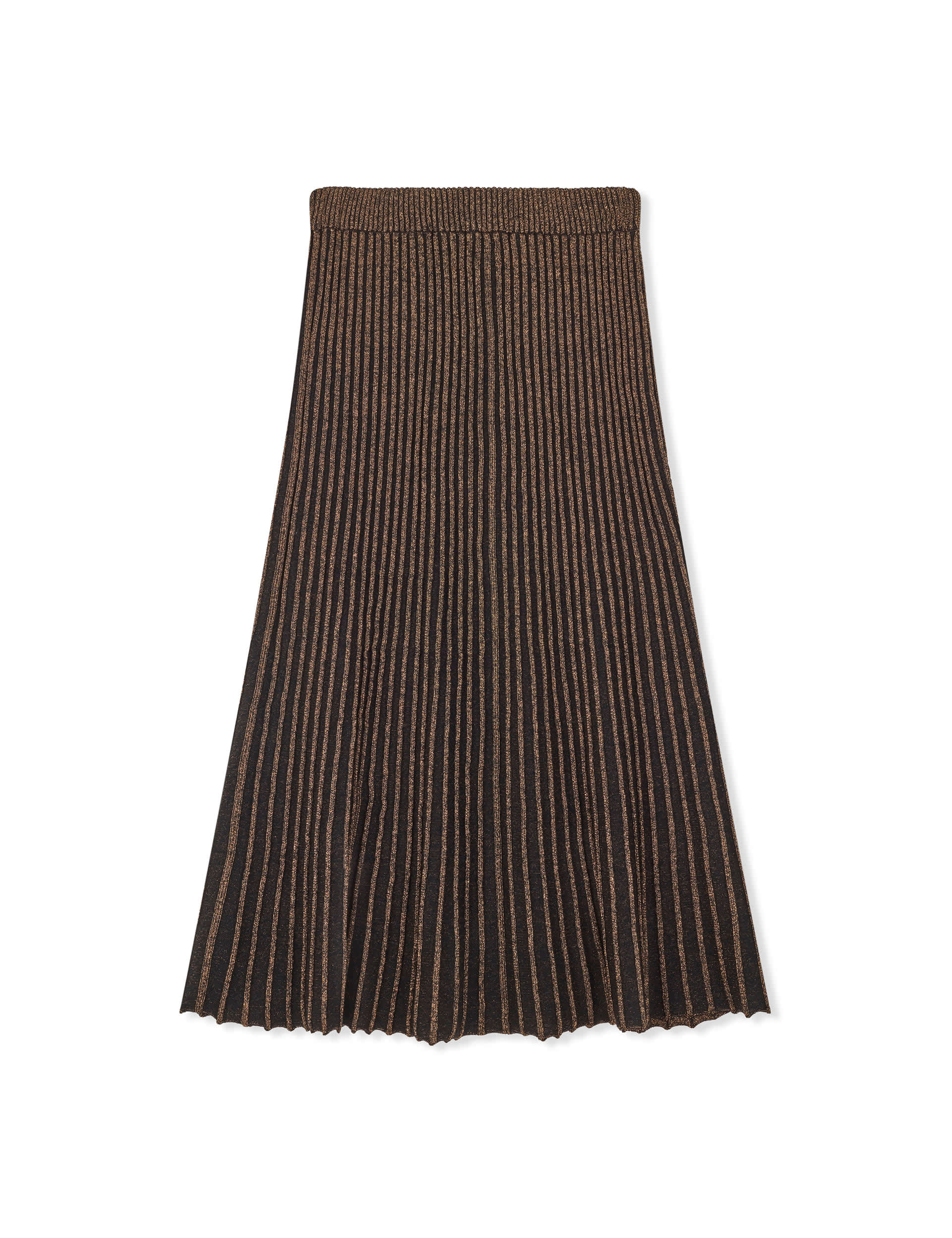 Chinti & Parker Women's Merino Wool Rich Sparkly Pleated Midi Skirt - XS - Black/Gold, Black/Gold