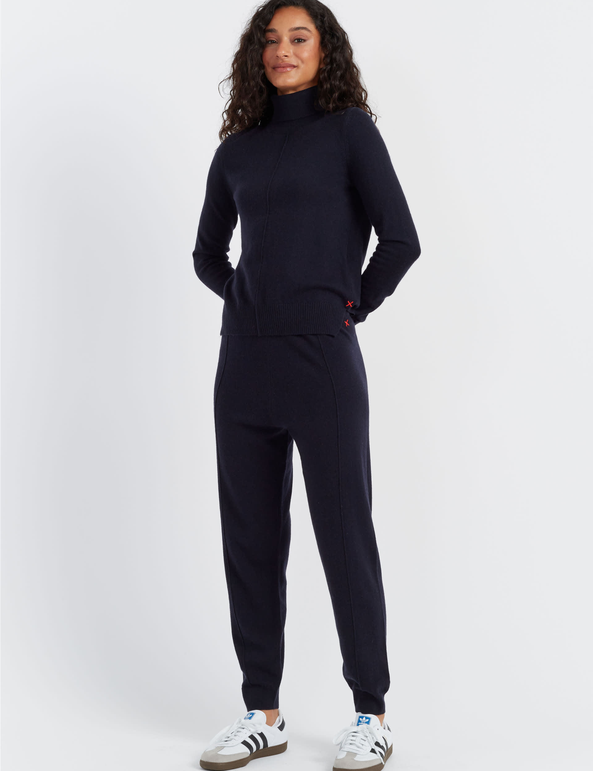 Chinti & Parker Women's Wool Rich Cuffed Joggers With Cashmere - XS - Navy, Navy,Black,Oatmeal