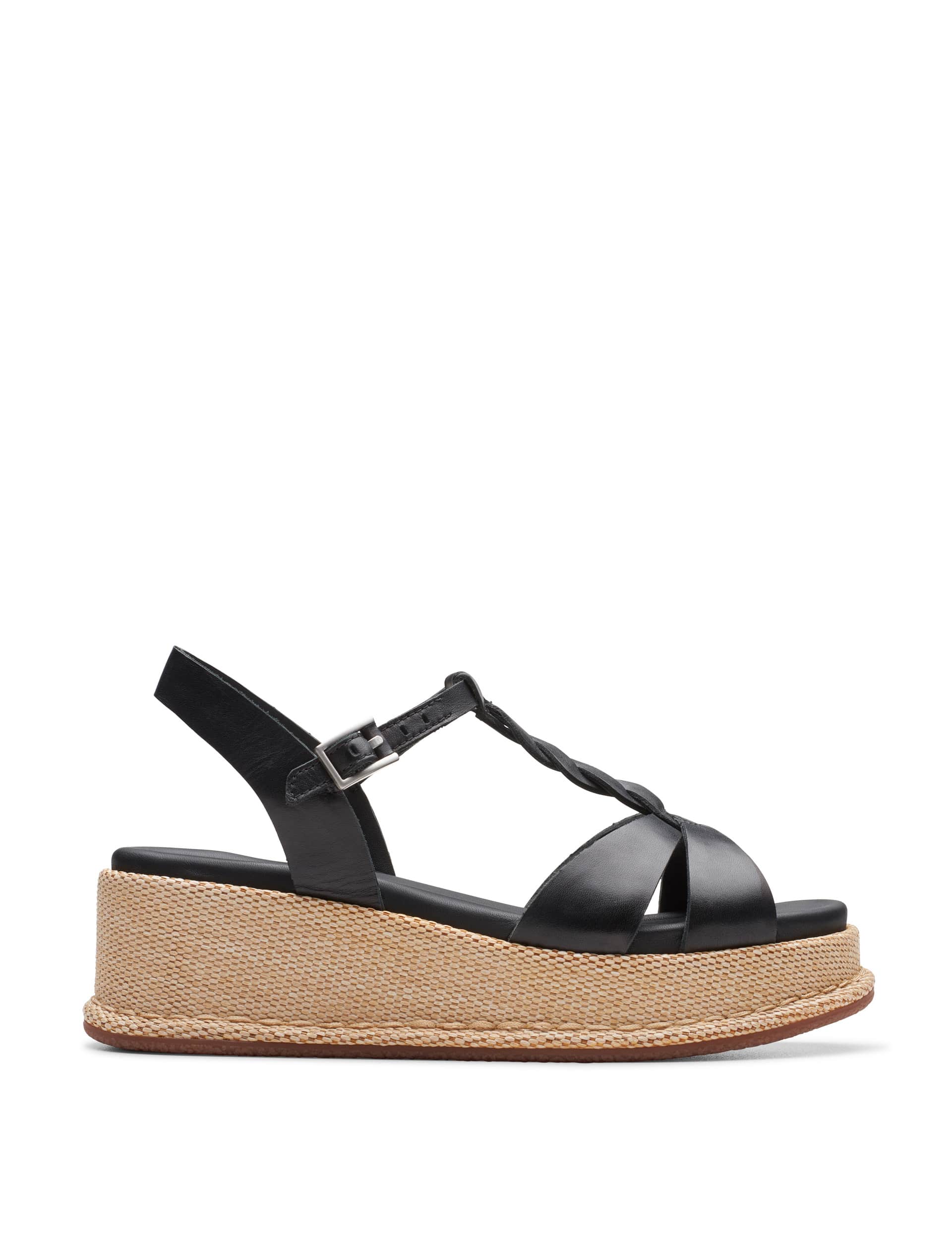 Clarks Women's Leather Metallic Wedge Sandals