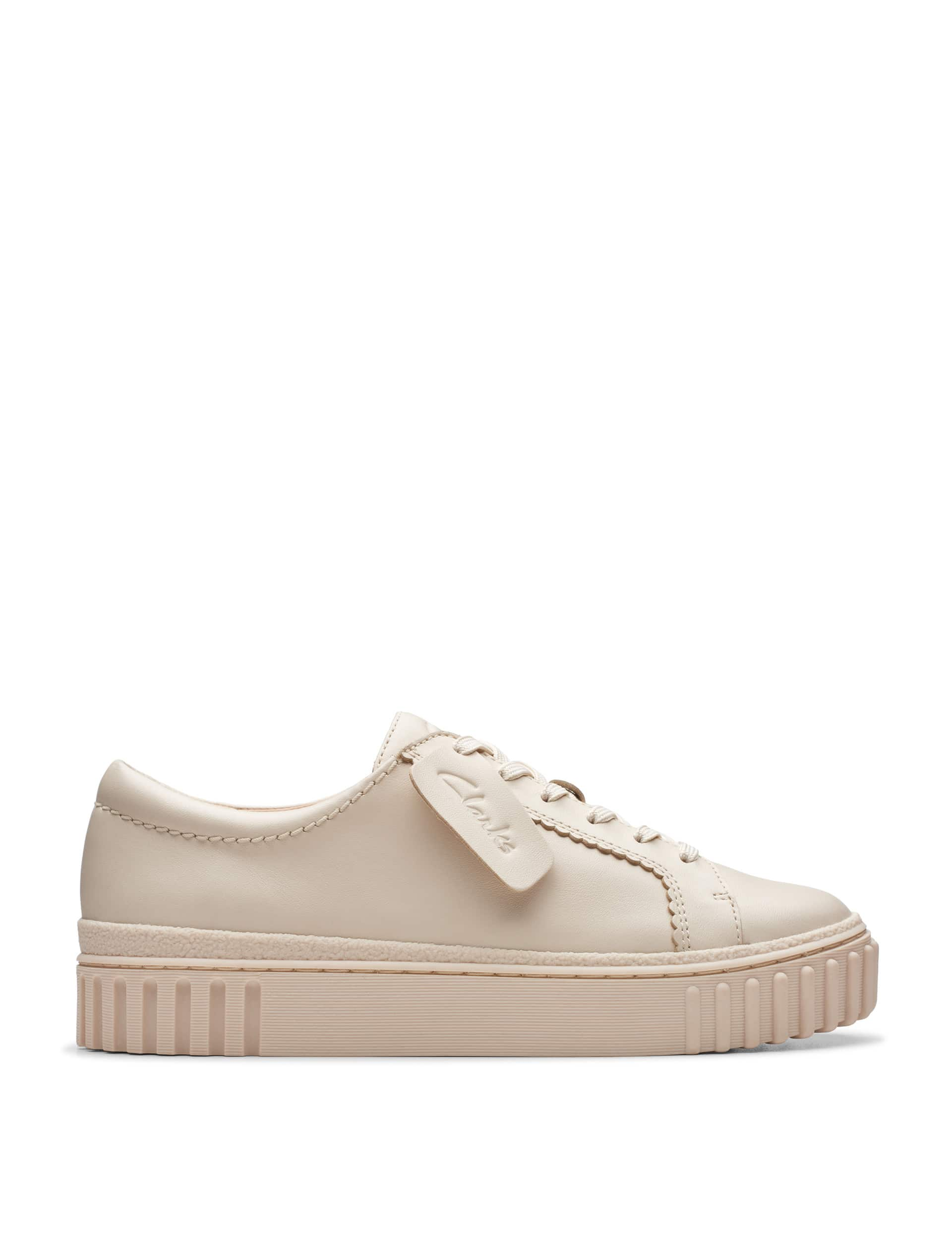 Clarks Women's Leather Lace Up Trainers - 5 - Cream, Cream