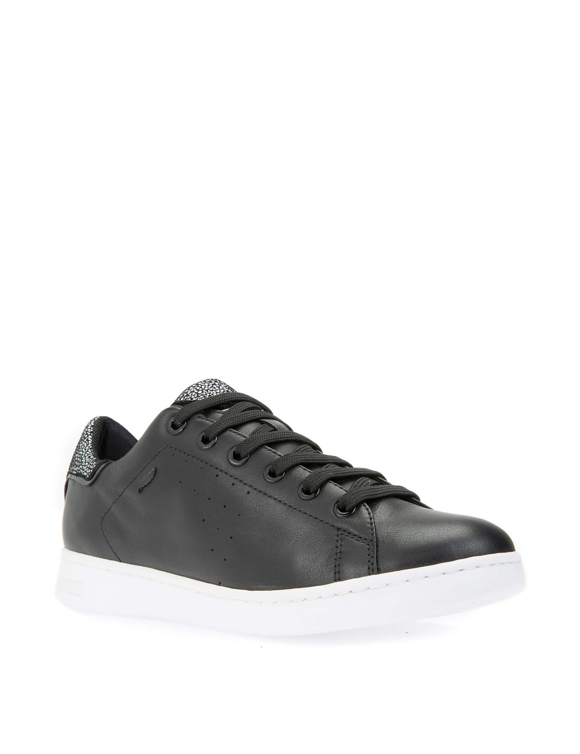 Geox Women's Leather Lace-Up Trainers - 3 - Black, Black