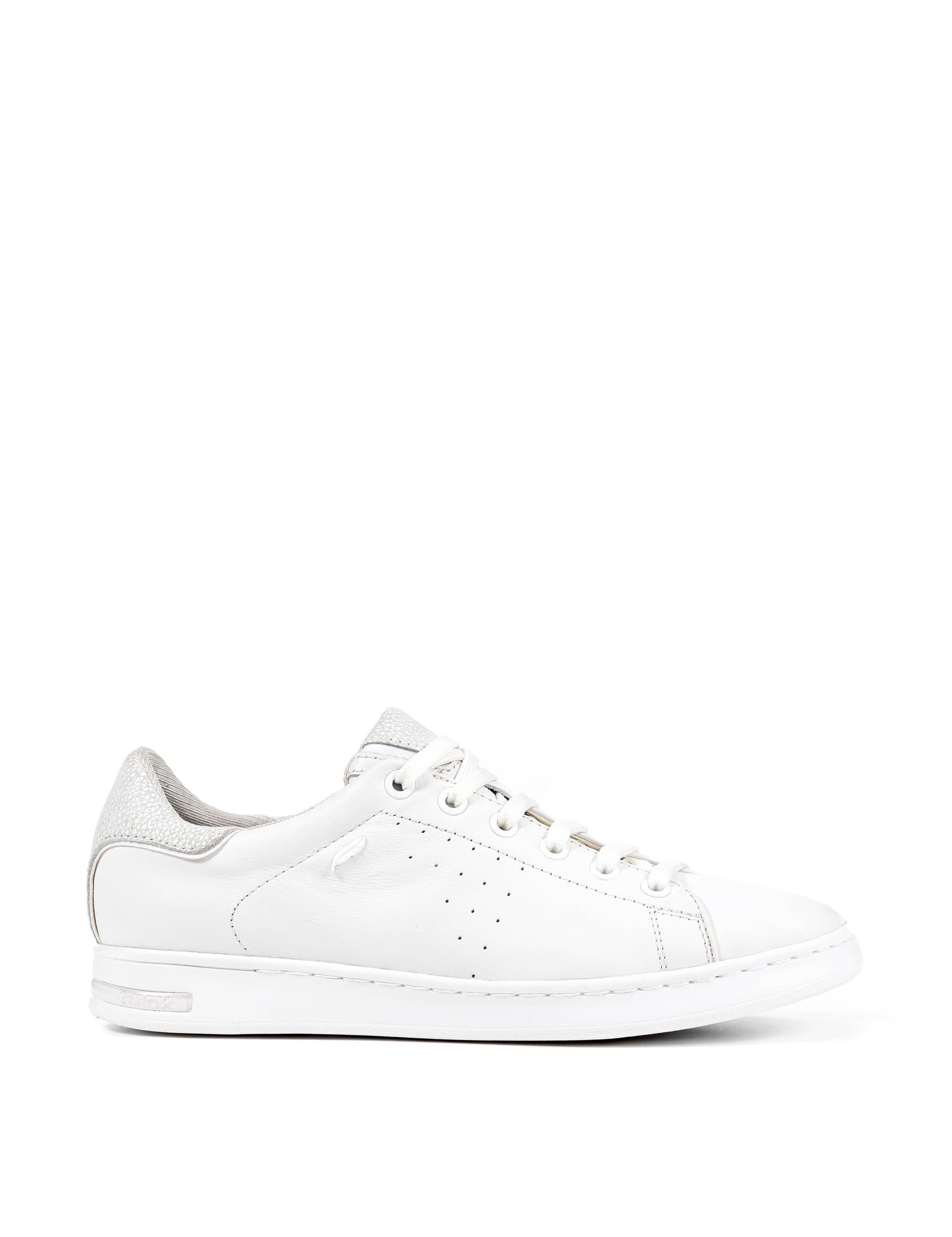 Geox Women's Leather Lace-Up Trainers - 4 - White, White,Black