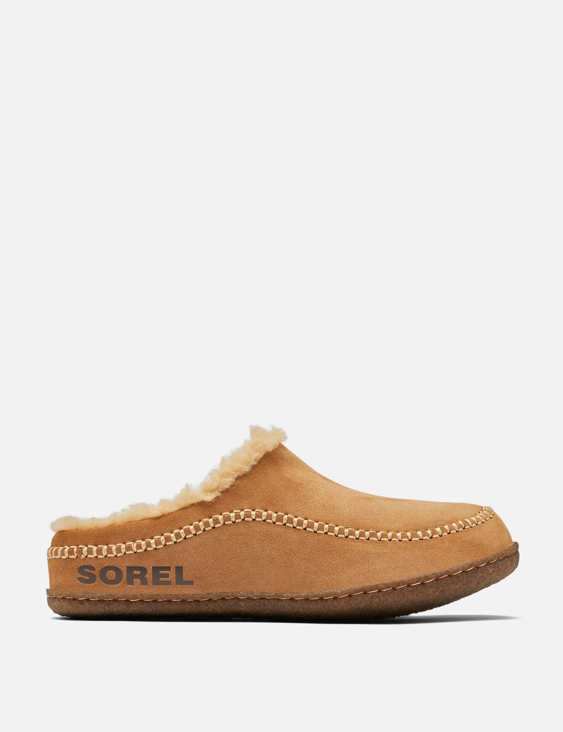 Sorel Men's Lanner Ridge Suede Shearling Slippers - 9 - Light Brown, Black,Light Brown,Grey