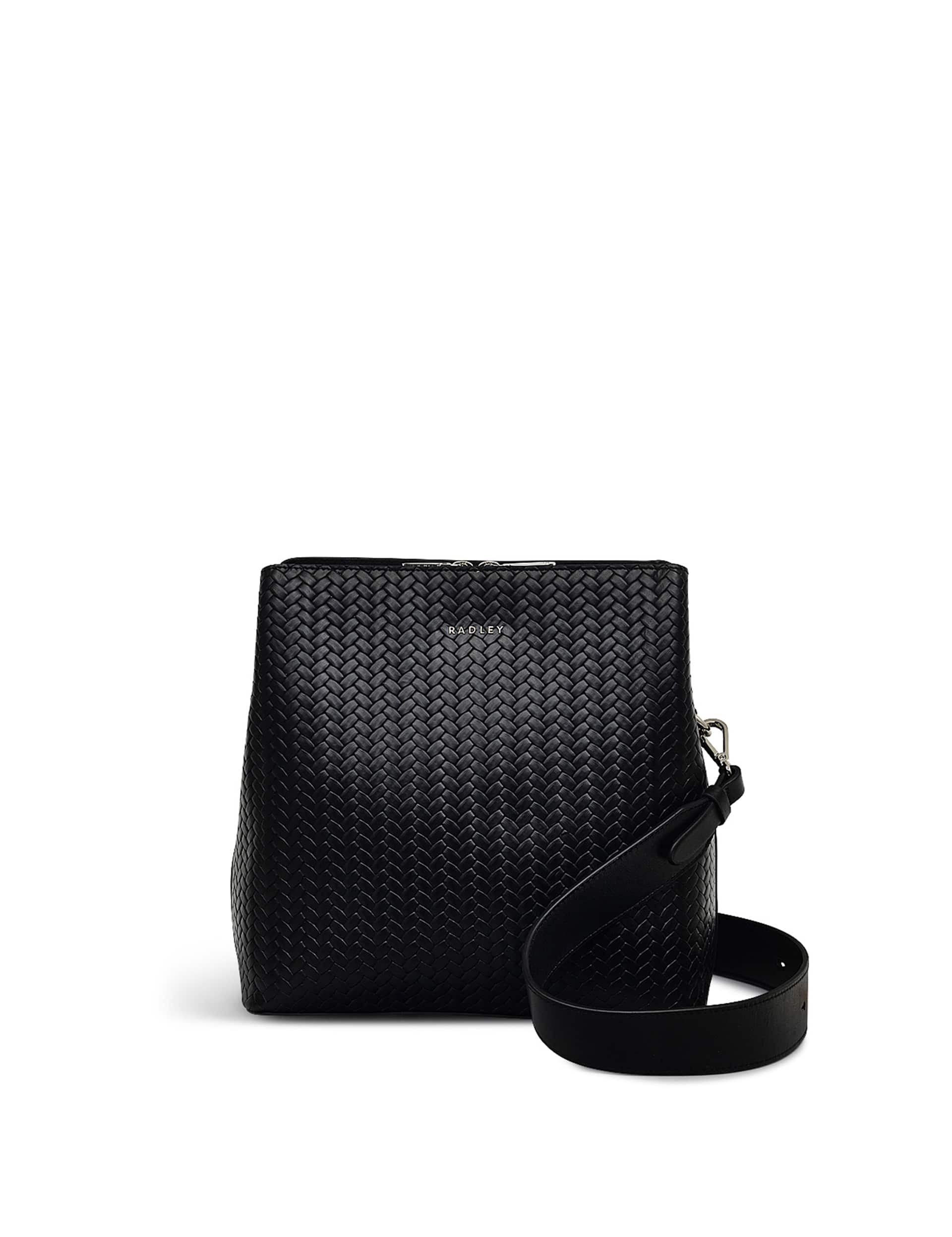 Radley Women's Dukes Place Leather Woven Double Zip Cross Body Bag - Black, Black