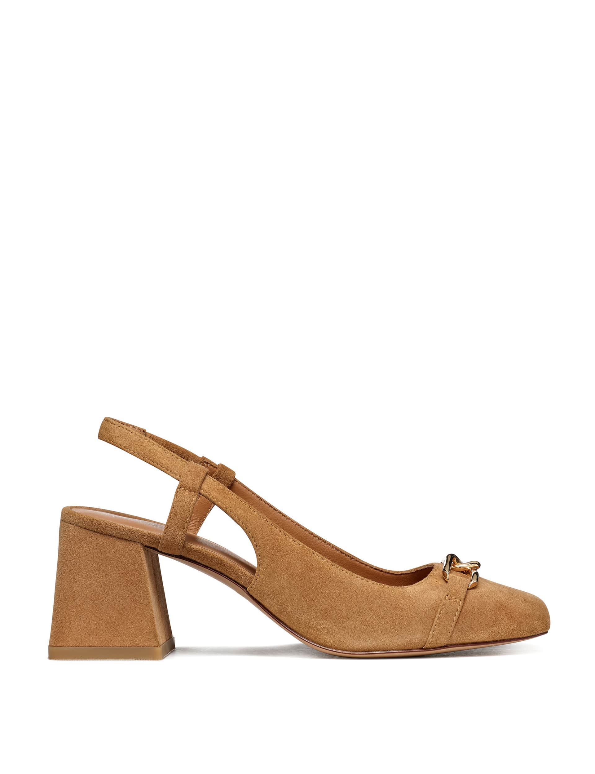 Geox Women's Suede Block Heel Square Toe Slingback Shoes