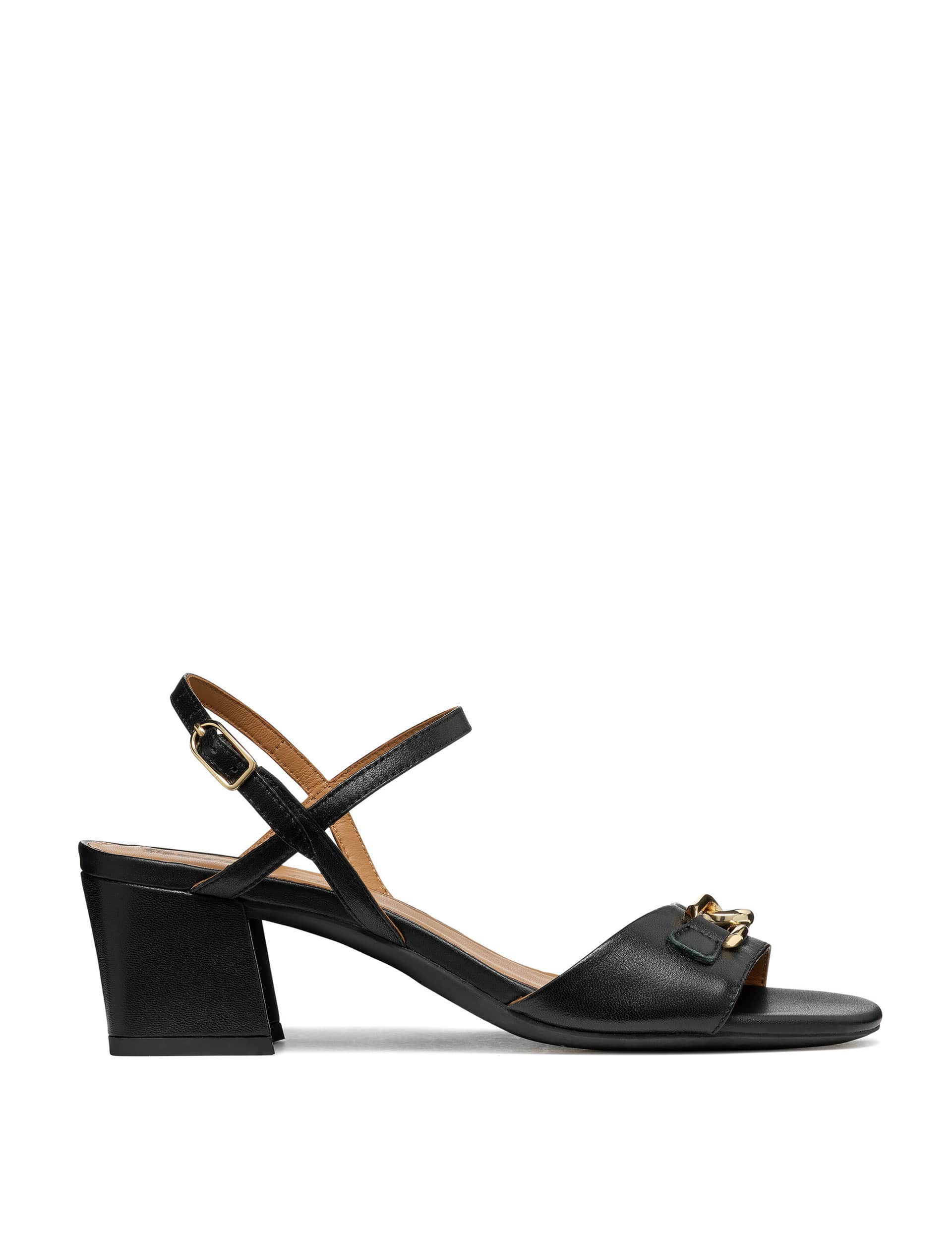 Geox Women's Leather Ankle Strap Block Heel Sandals