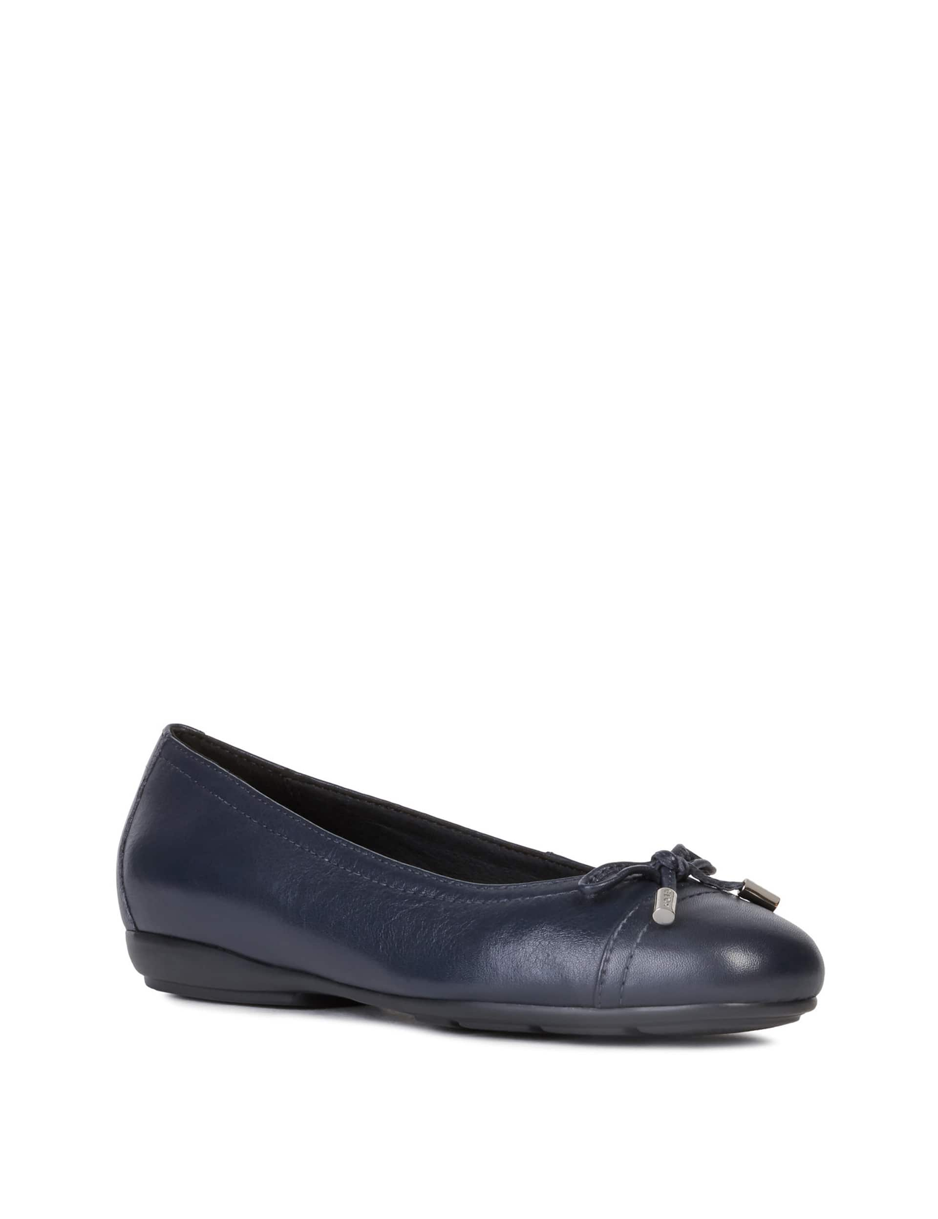 Geox Women's Annytah Leather Flat Pumps - 4 - Navy, Navy,Black