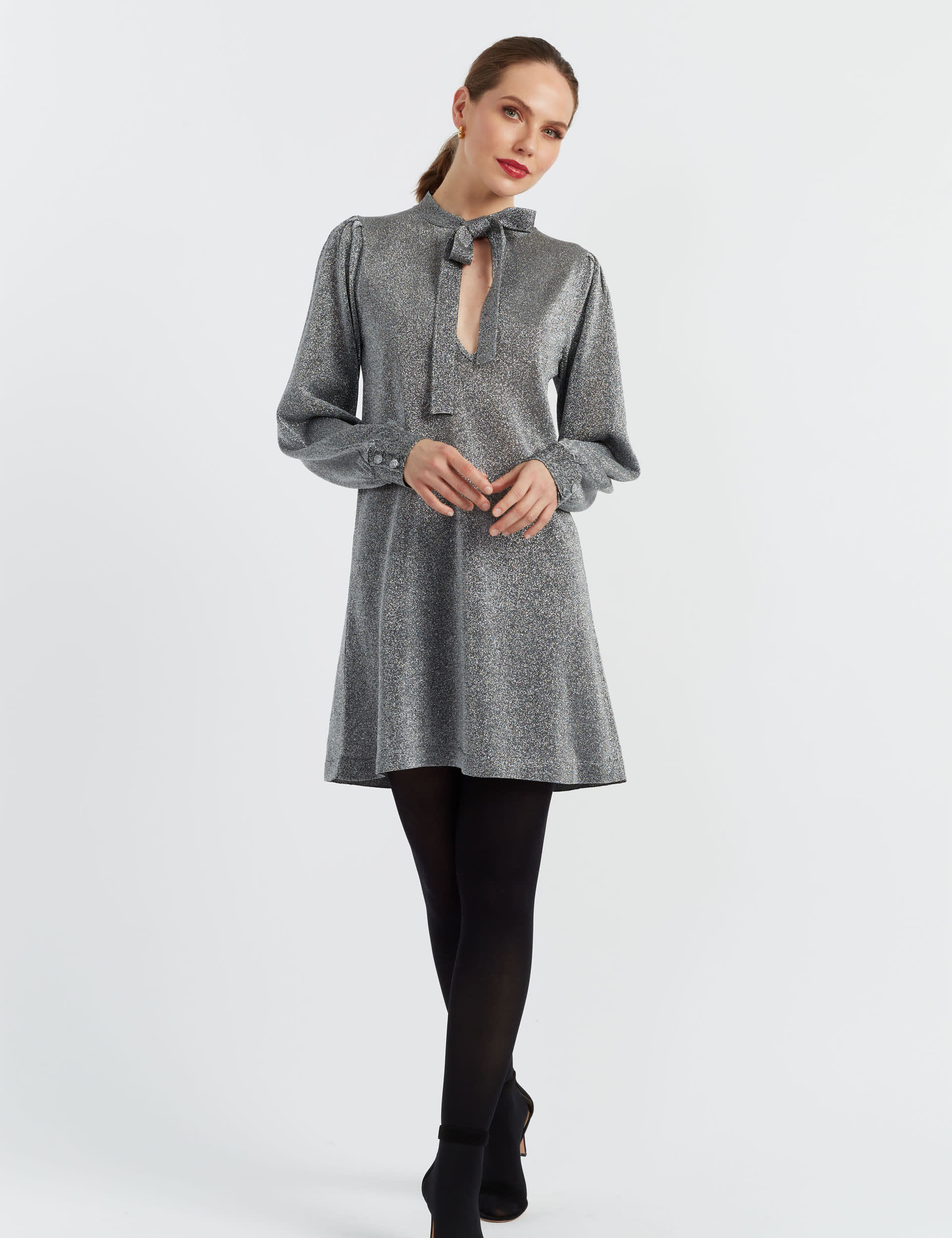 Chinti & Parker Women's Sparkly Mini Relaxed Jumper Dress - Silver, Silver