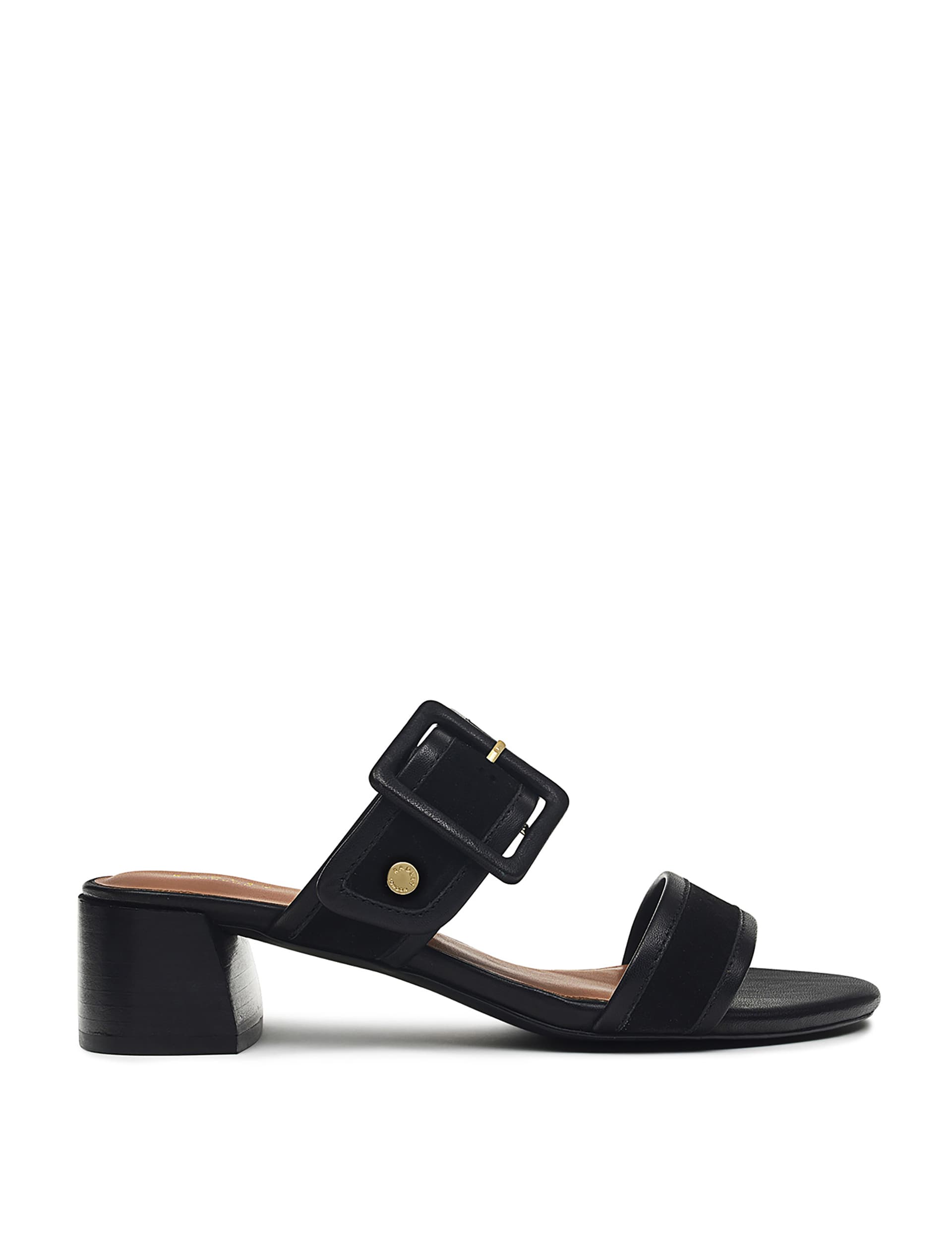 Radley Women's Suede Buckle Block Heel Mules - 6 - Black, Black