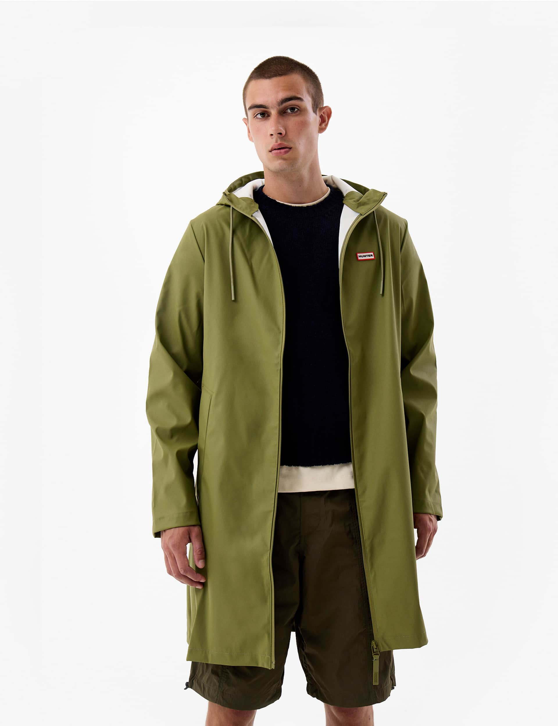 Hunter Hooded Raincoat - M - Green, Green