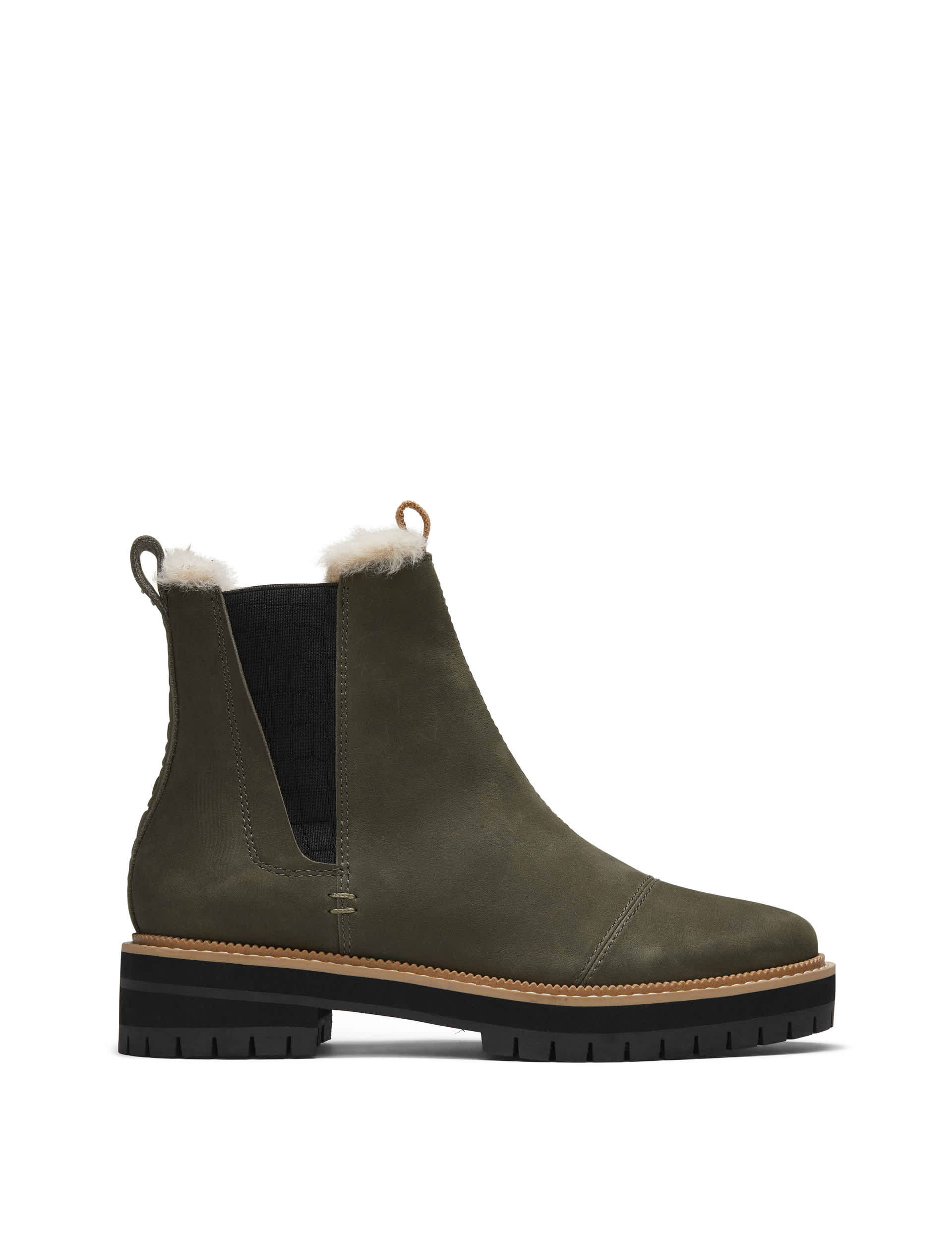 Toms Women's Leather Faux Fur Lining Ankle Boots