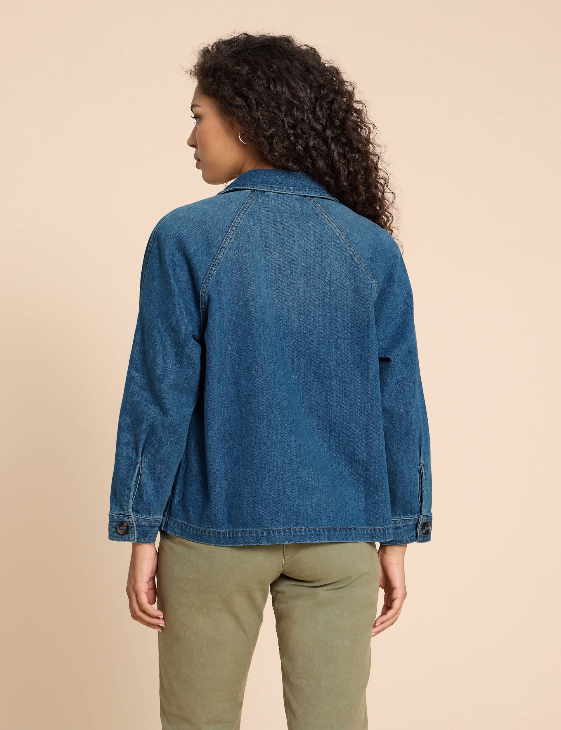 White Stuff Women's Denim Relaxed Jacket - 10REG - Med Blue Denim, Med Blue Denim