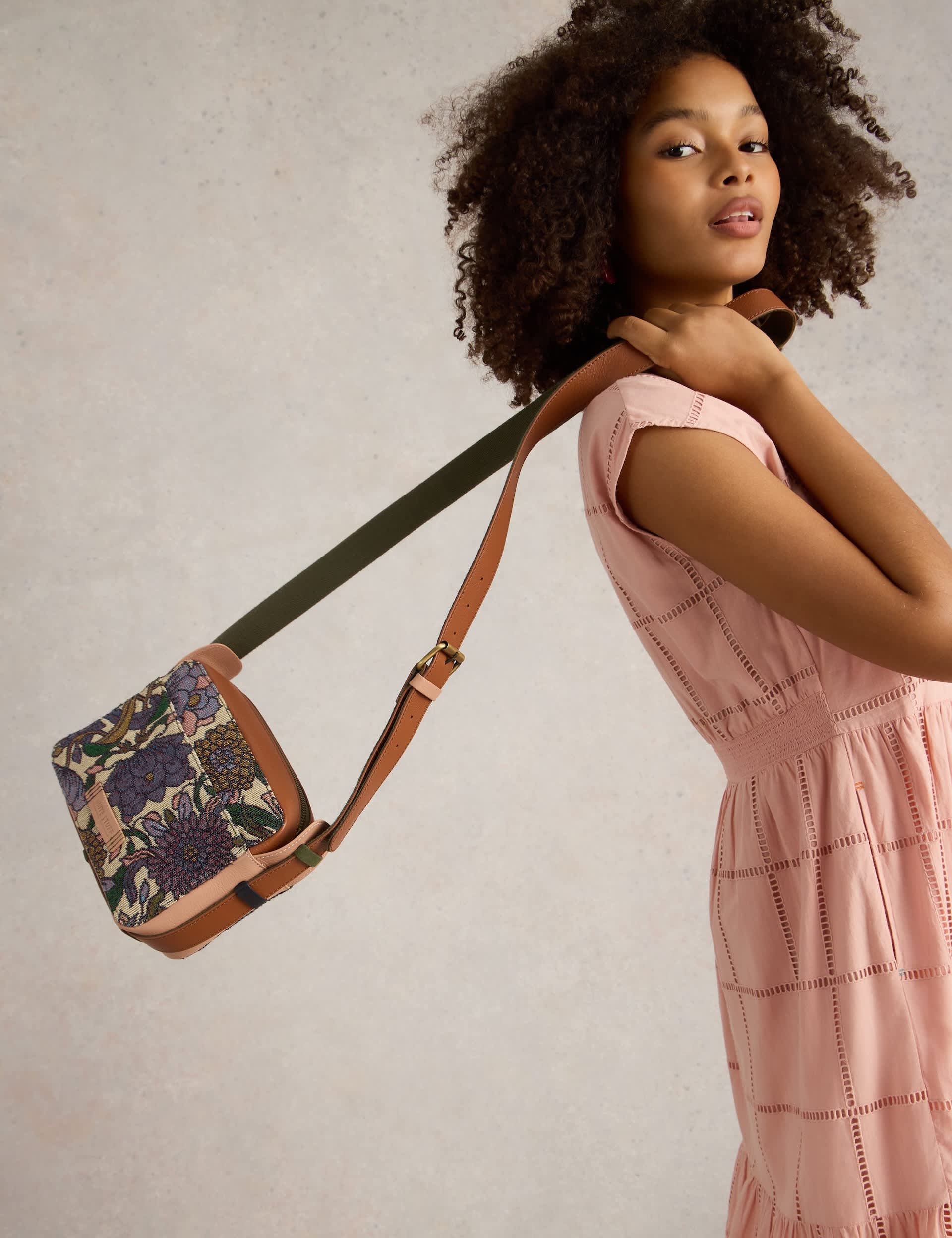 White Stuff Women's Leather Cross Body Camera Bag