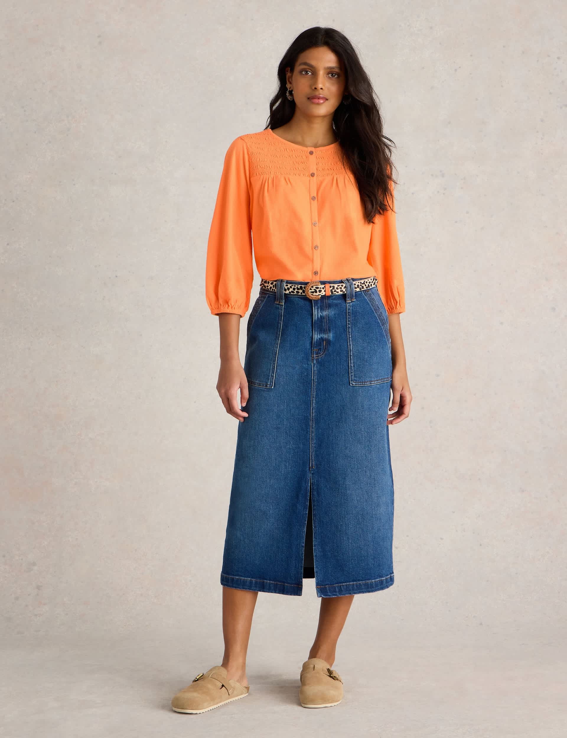 White Stuff Women's Cotton Rich Shirred Blouse