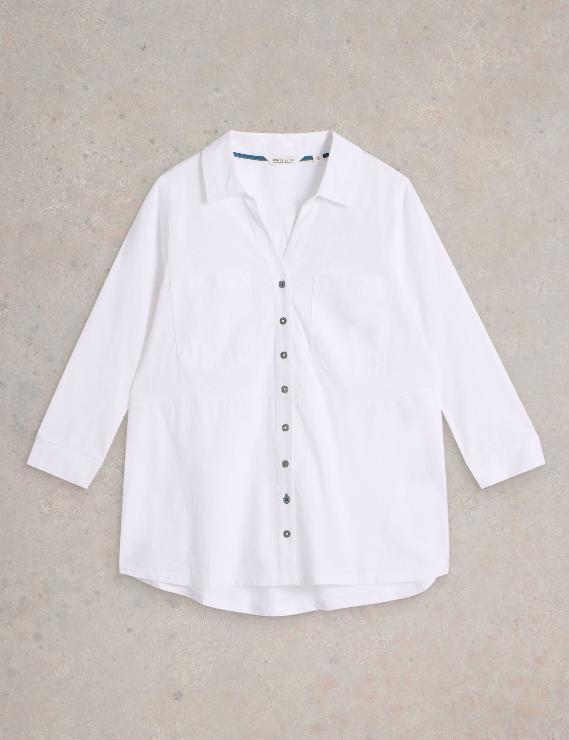 White Stuff Women's Pure Cotton Collared Longline Shirt - 14 - Natural, Natural