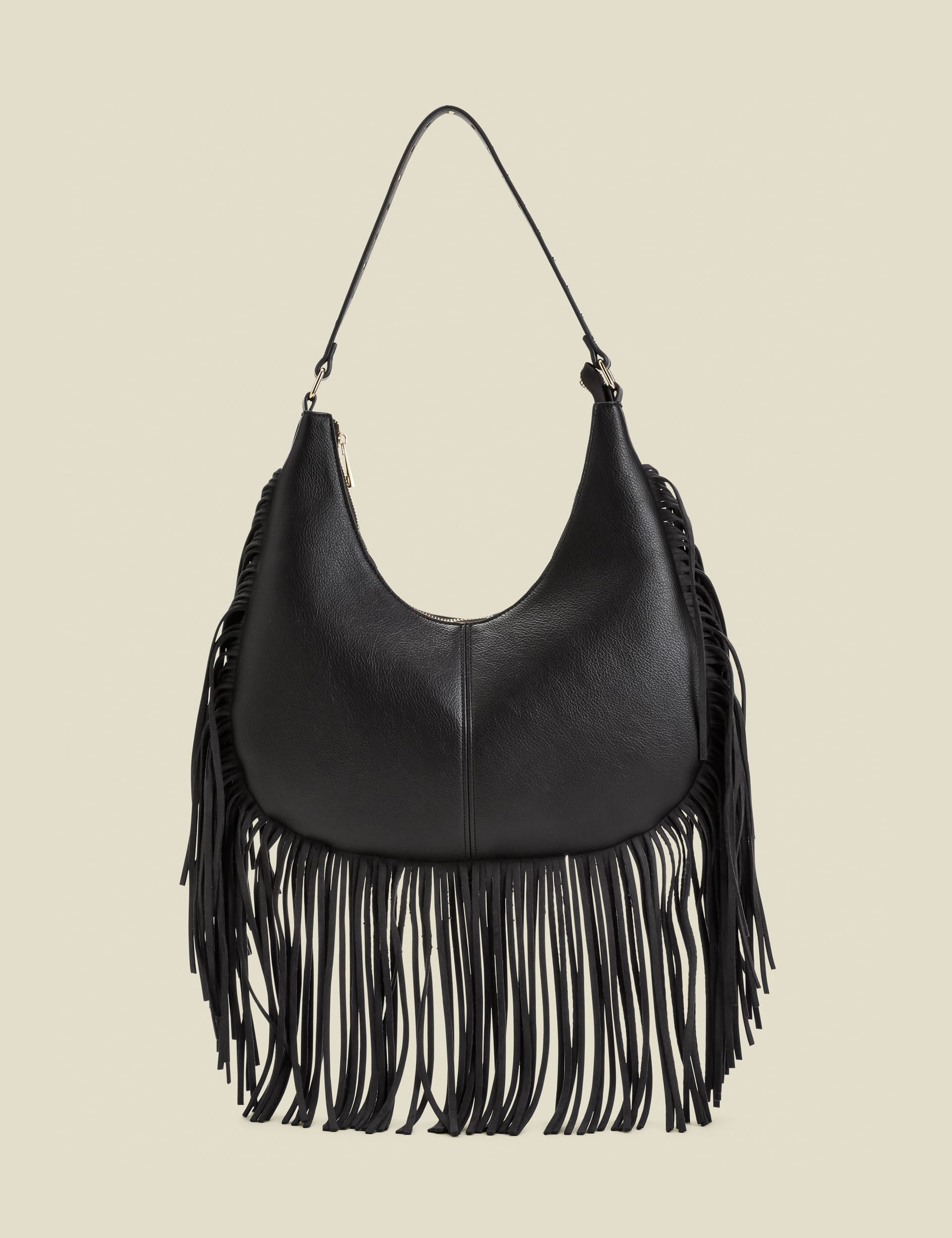 Sosandar Women's Fringe Detail Western Shoulder Bag - Black, Black