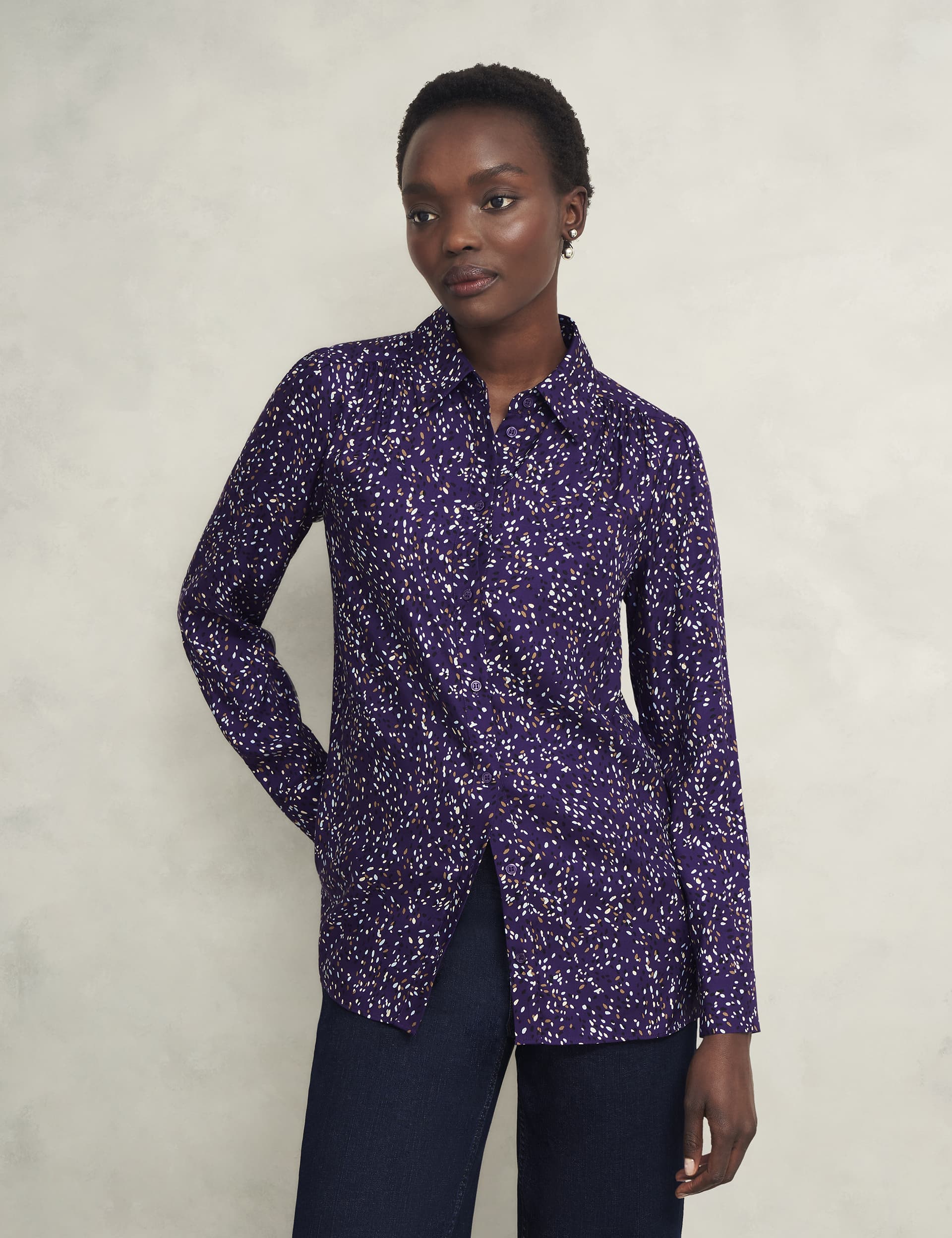 Hobbs Women's Printed Longline Shirt - 12 - Purple Mix, Purple Mix