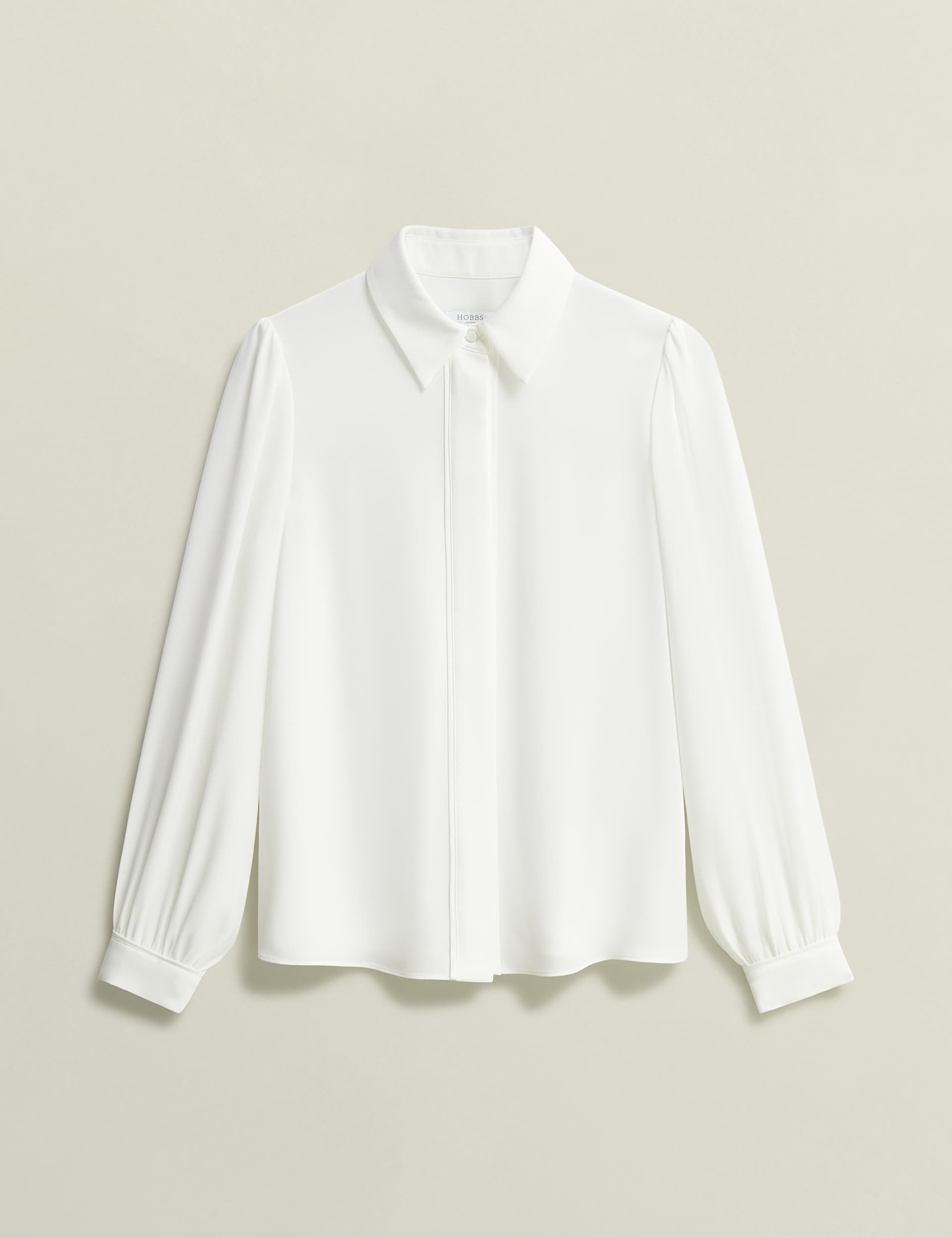 Hobbs Women's Collared Blouson Sleeve Shirt - 14 - Ivory, Ivory