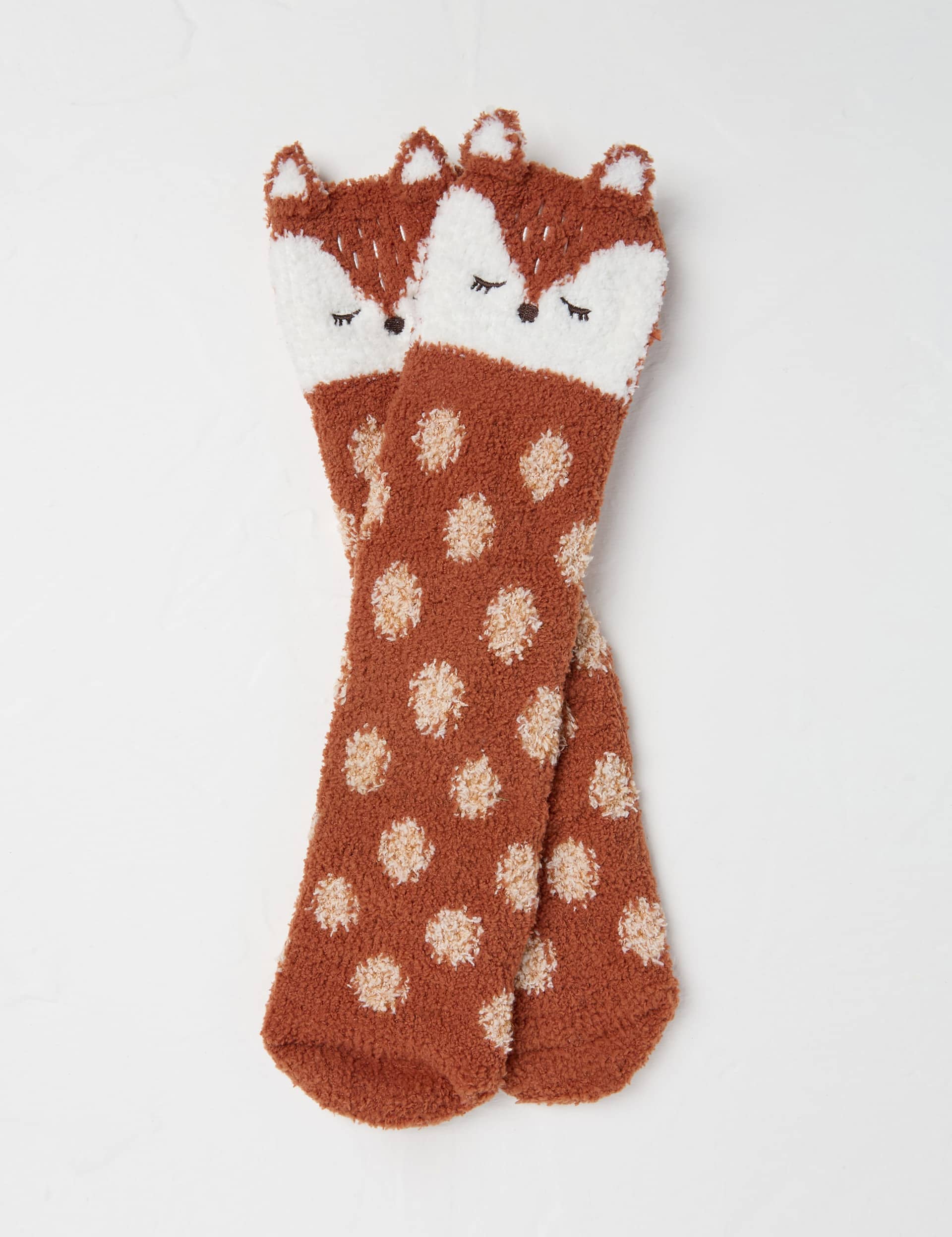 Fatface Women's Fox Fluffy Socks - Orange Mix, Orange Mix