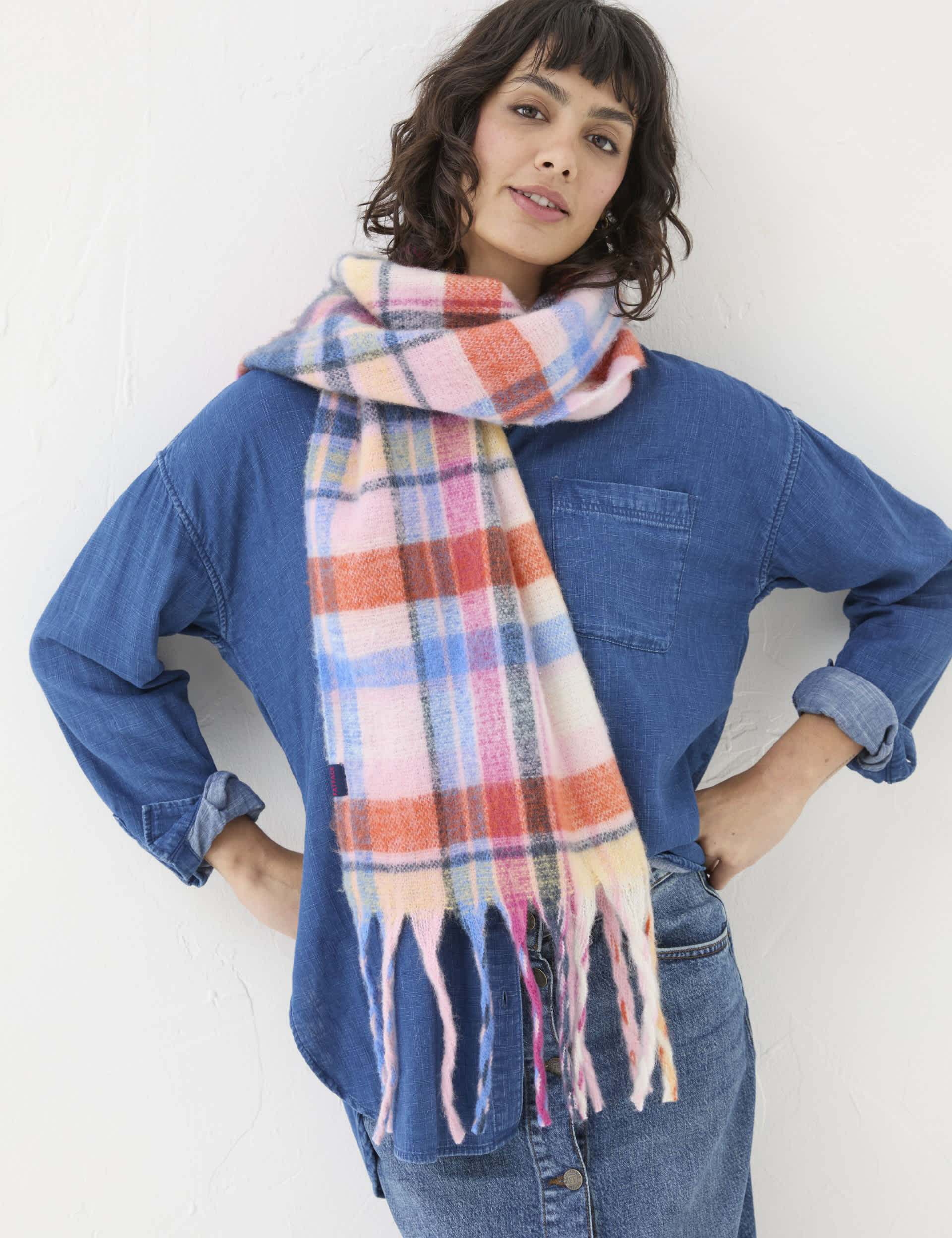 Fatface Women's Checked Scarf - Multi, Multi