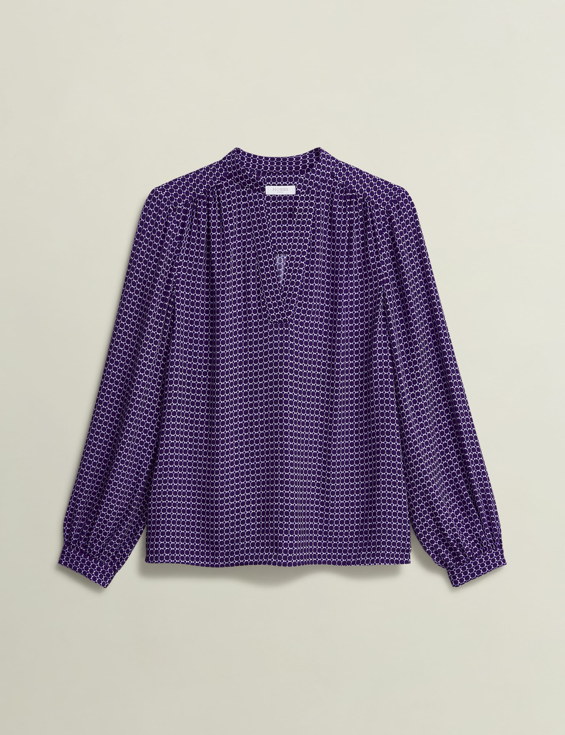 Hobbs Women's Geometric V-Neck Blouse - 12 - Purple Mix, Purple Mix