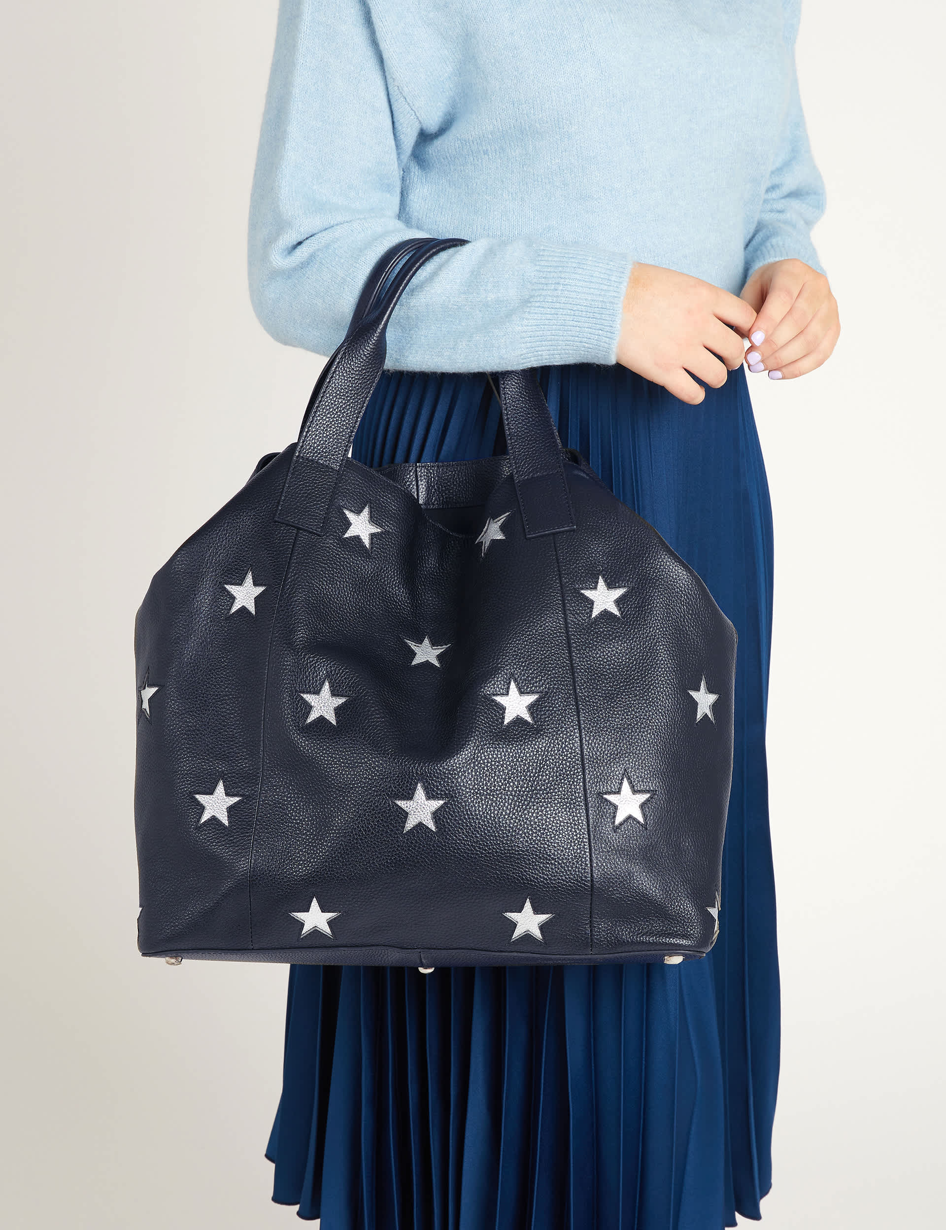 Jones Bootmaker Women's Leather Star Tote Bag - Navy Mix, Navy Mix