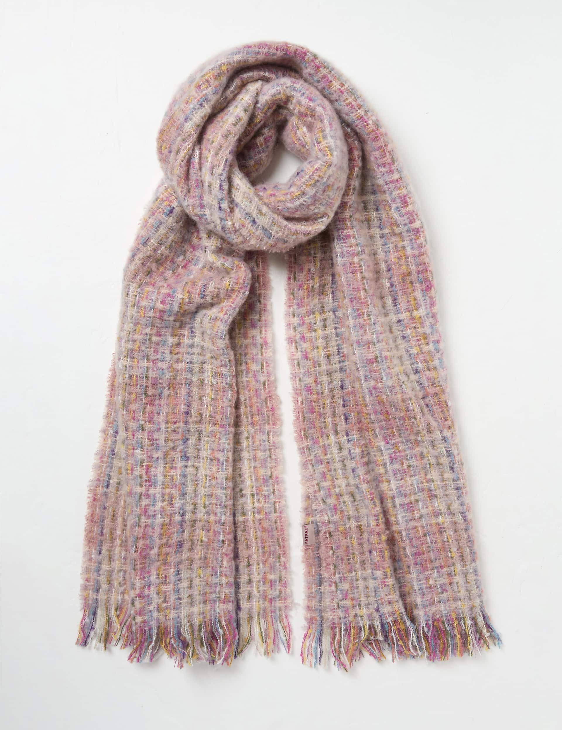 Fatface Women's Checked Fringed Scarf