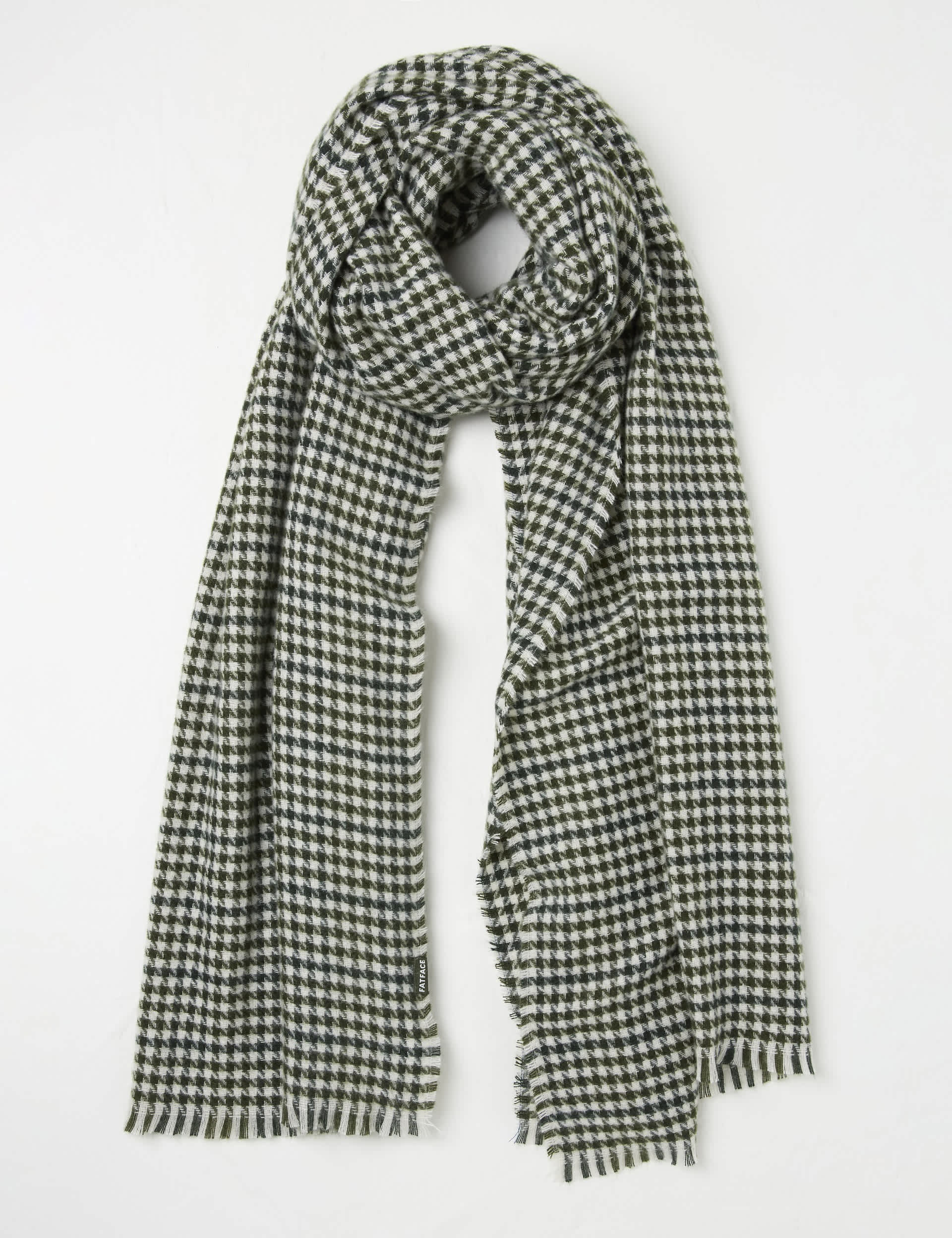 Fatface Women's Houndstooth Check Scarf - Green Mix, Green Mix