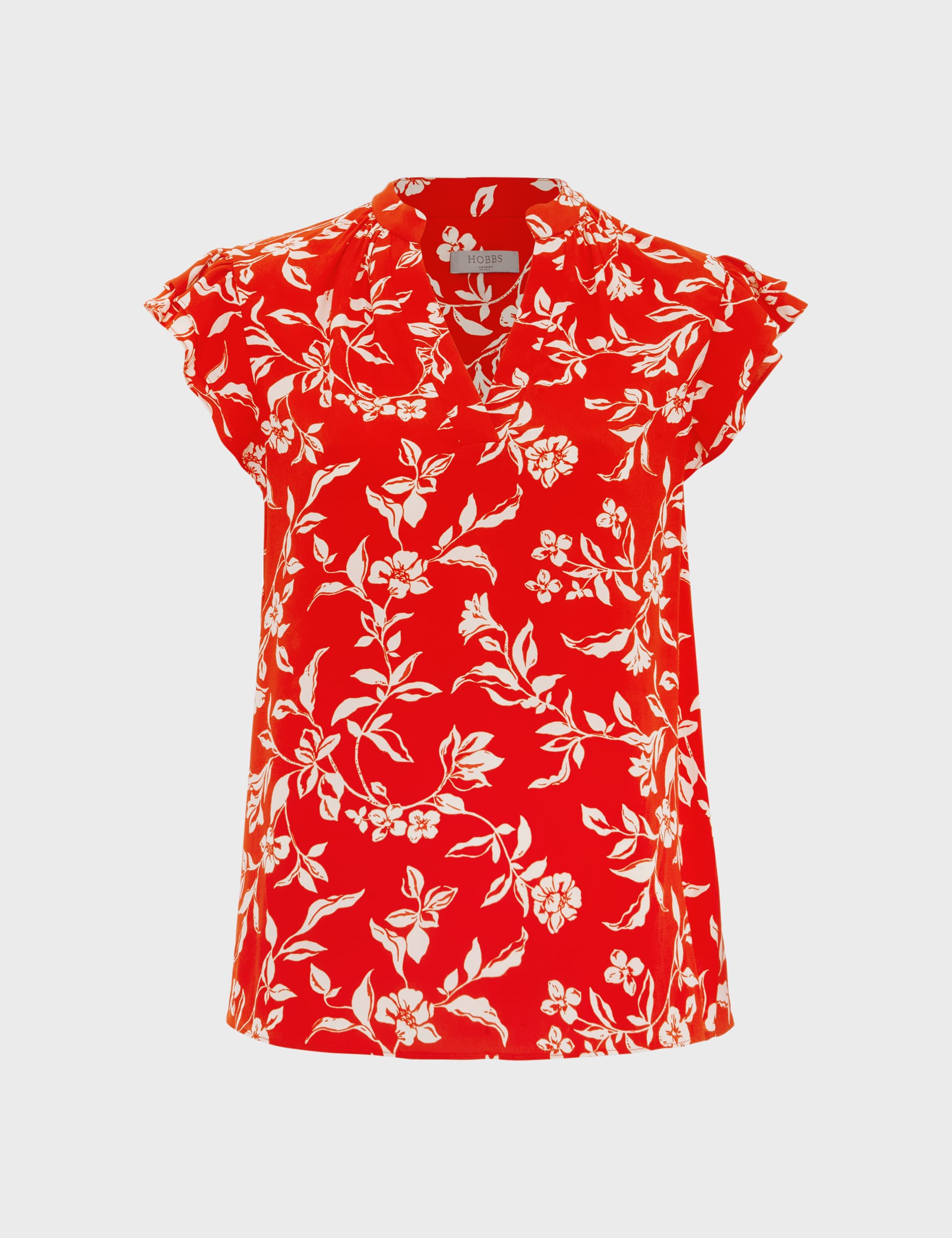 Hobbs Women's Floral Notch Neck Top - 6 - Red, Red