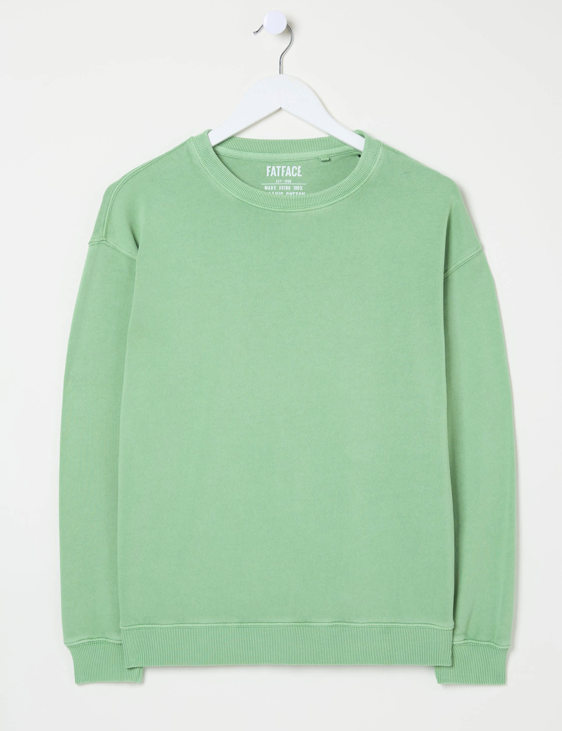 Fatface Women's Pure Cotton Crew Neck Jumper - 14 - Green, Green