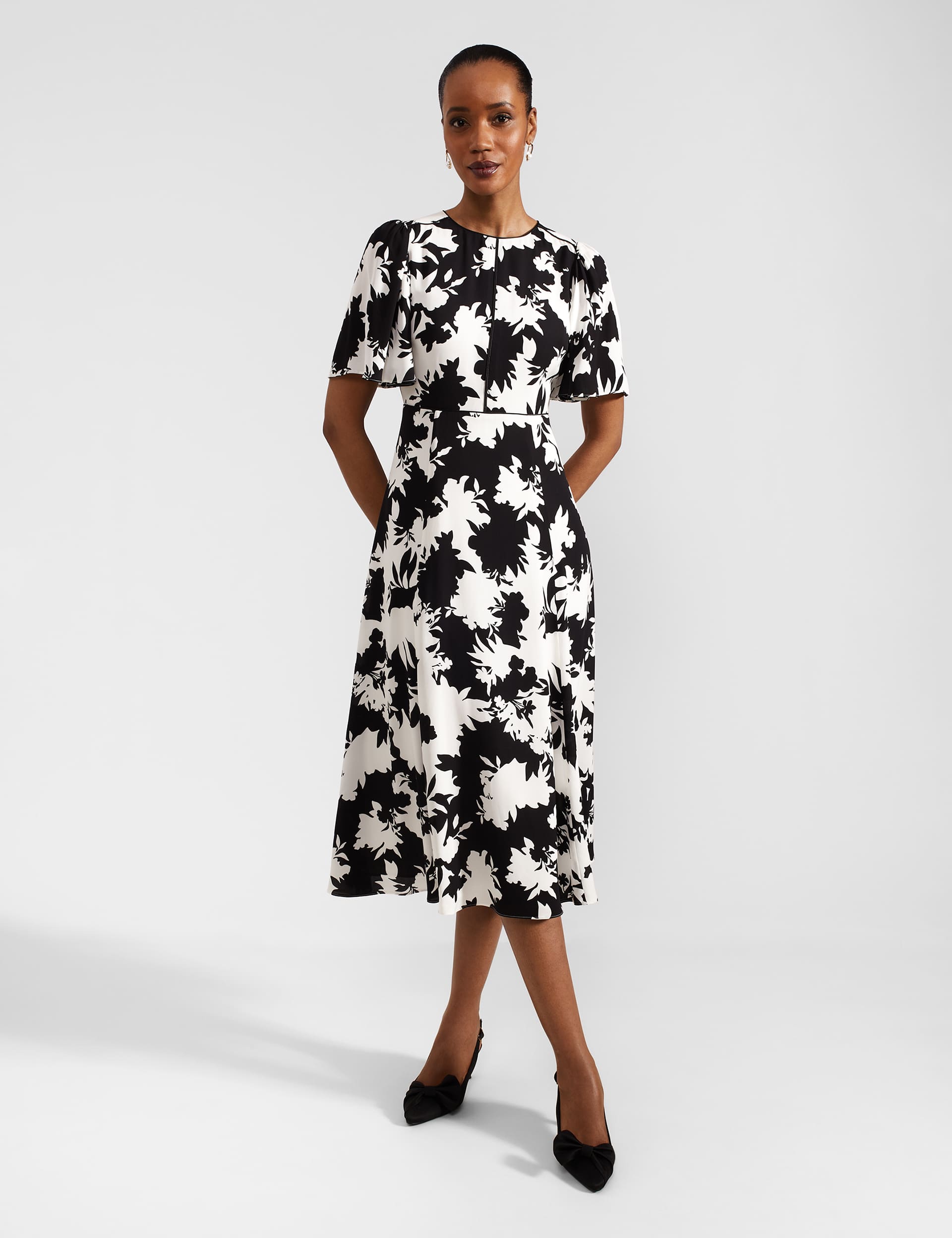 Hobbs Women's Floral Midi Waisted Dress