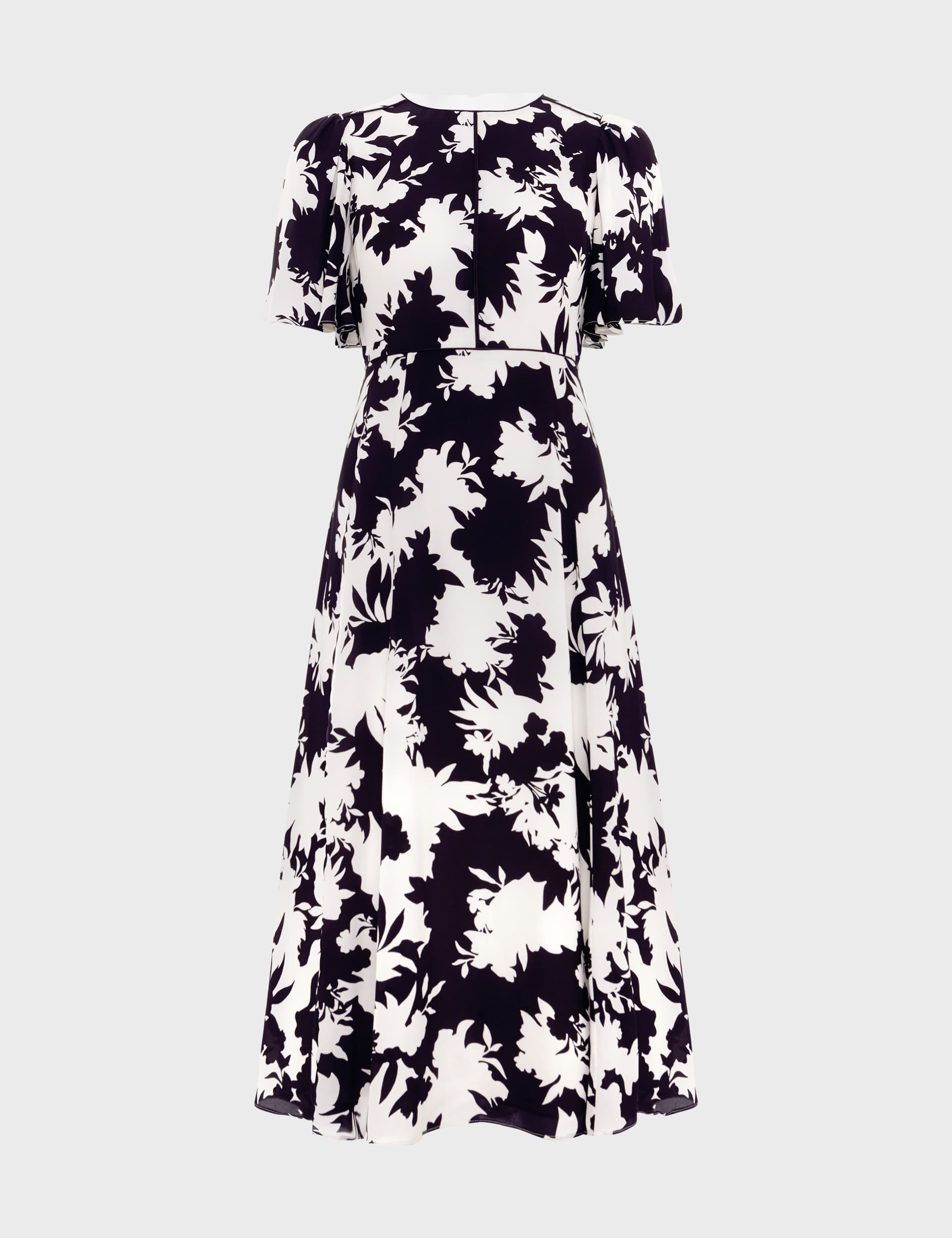 Hobbs Women's Floral Midi Waisted Dress - 10REG - Black Mix, Black Mix