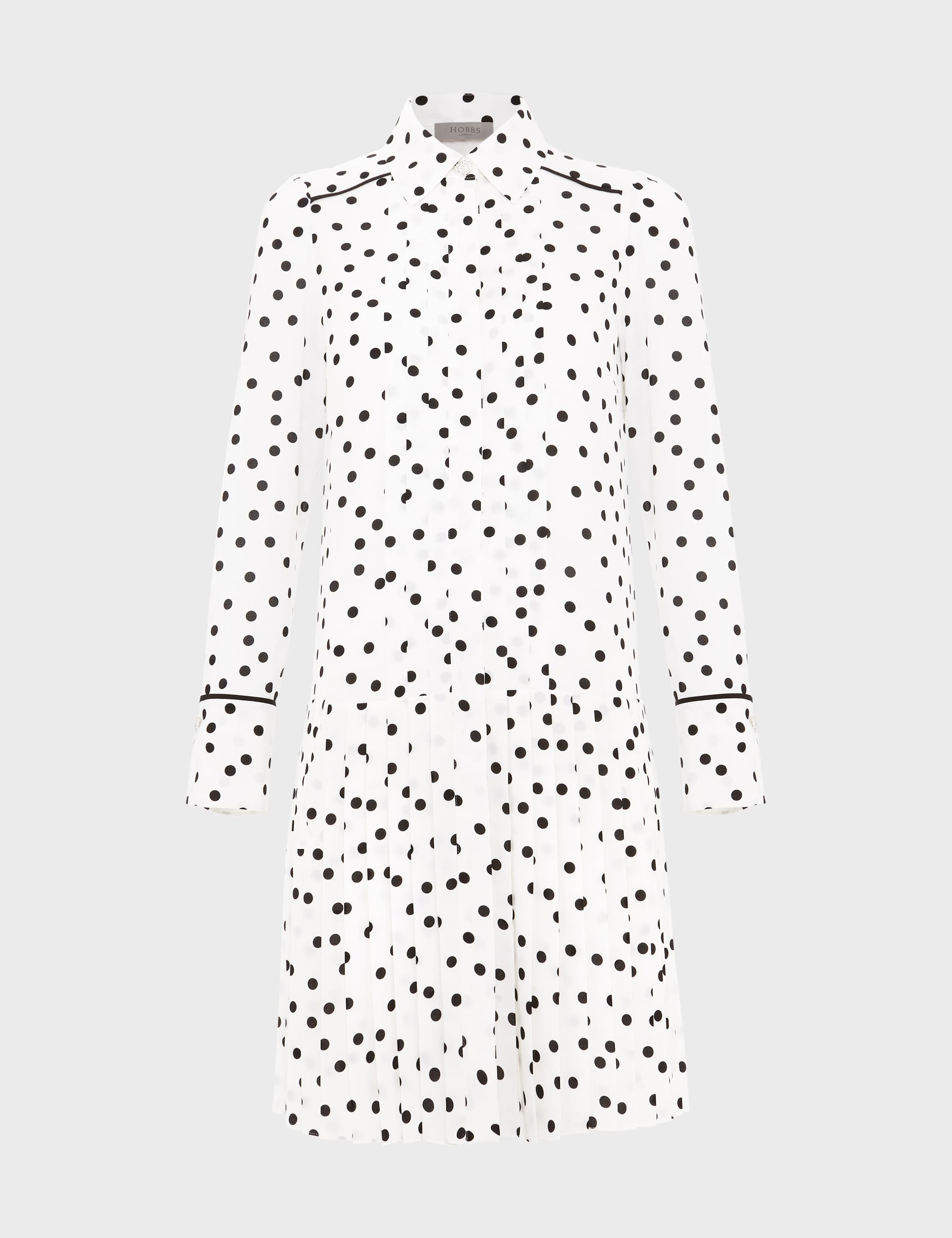 Hobbs Women's Polka Dot Knee Length Shirt Dress - 8 - Ivory Mix, Ivory Mix