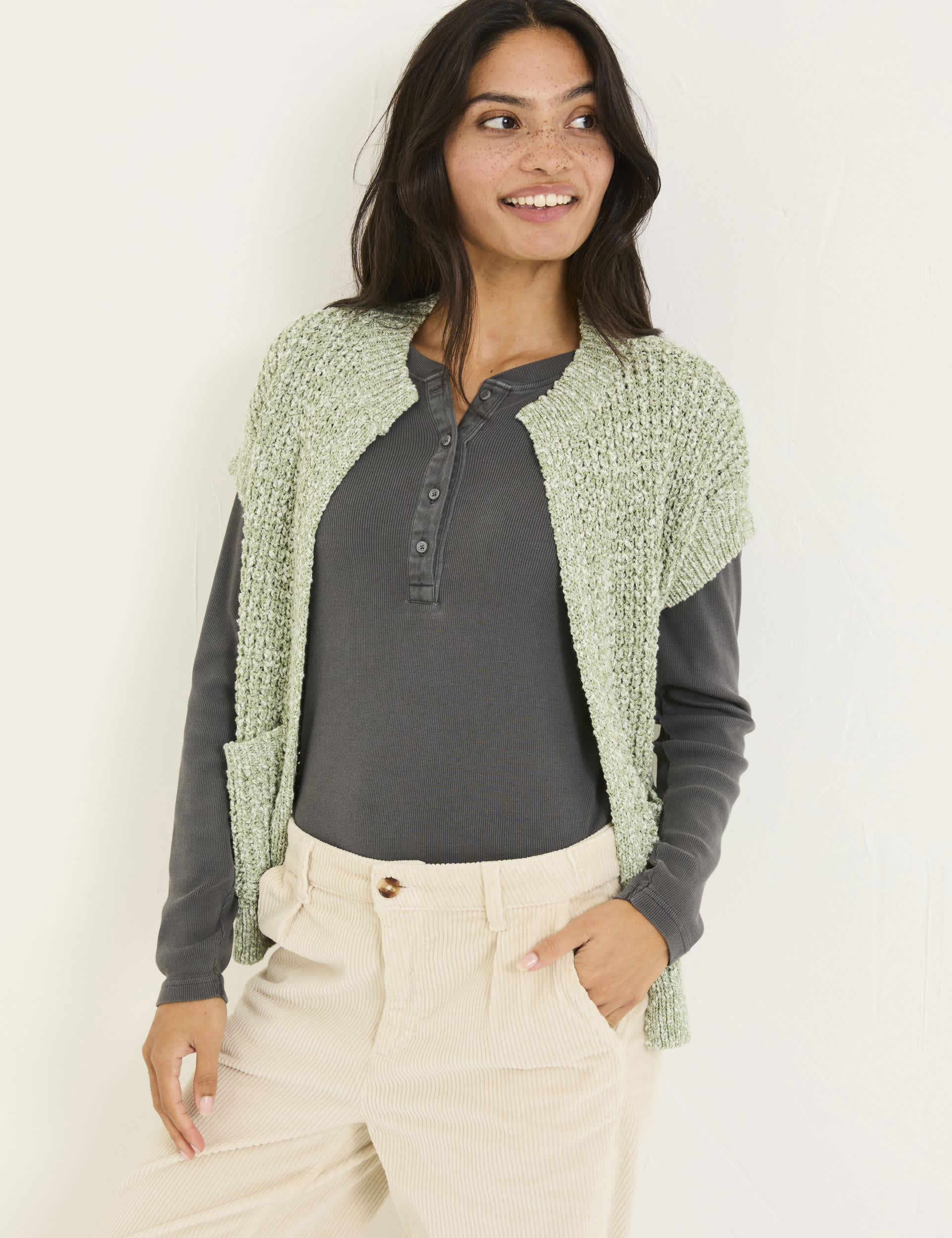 Fatface Women's Cotton Rich Edge to Edge Cardigan - L - Green, Green