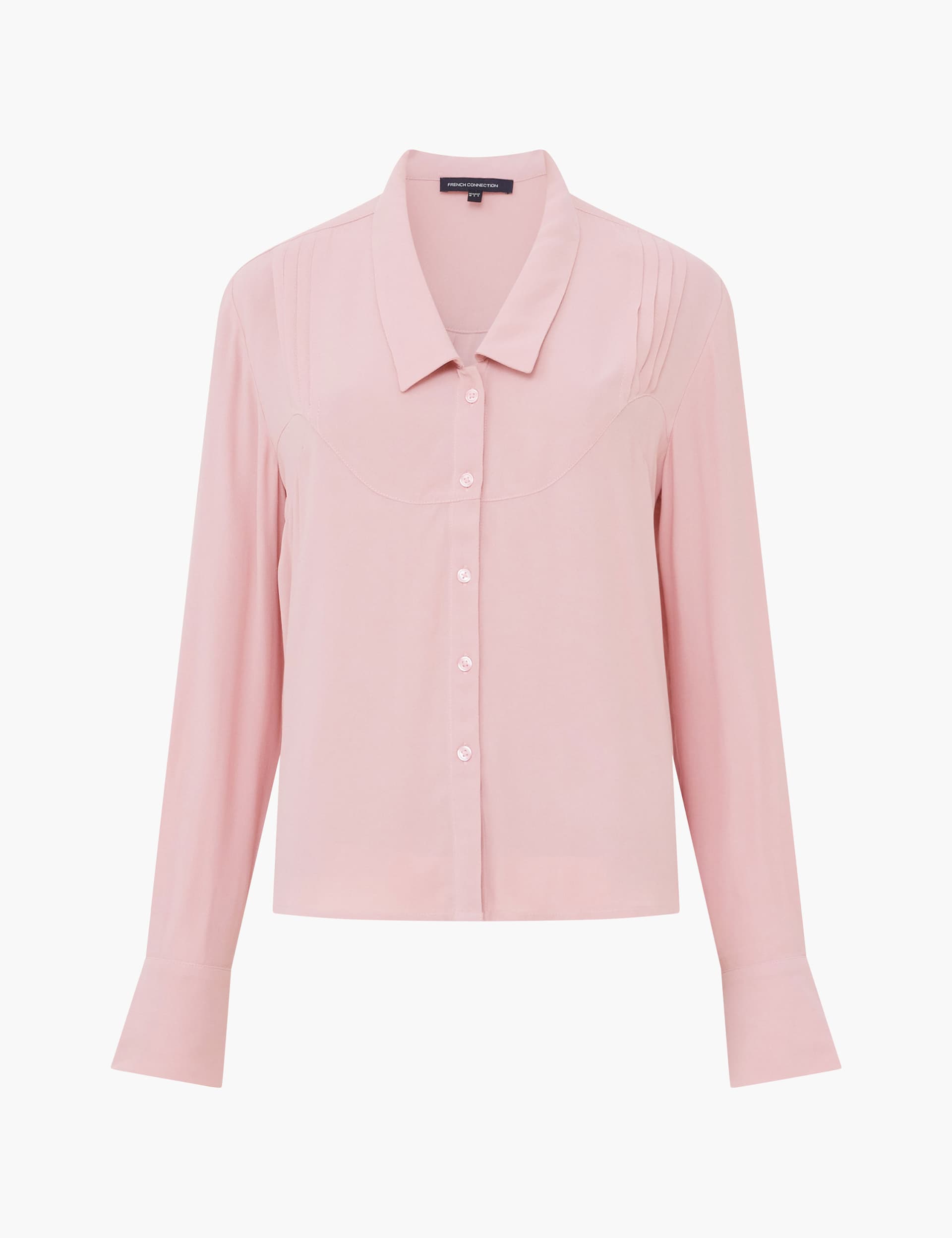 French Connection Women's Crepe Collared Pintuck Shirt - XS - Pink, Pink