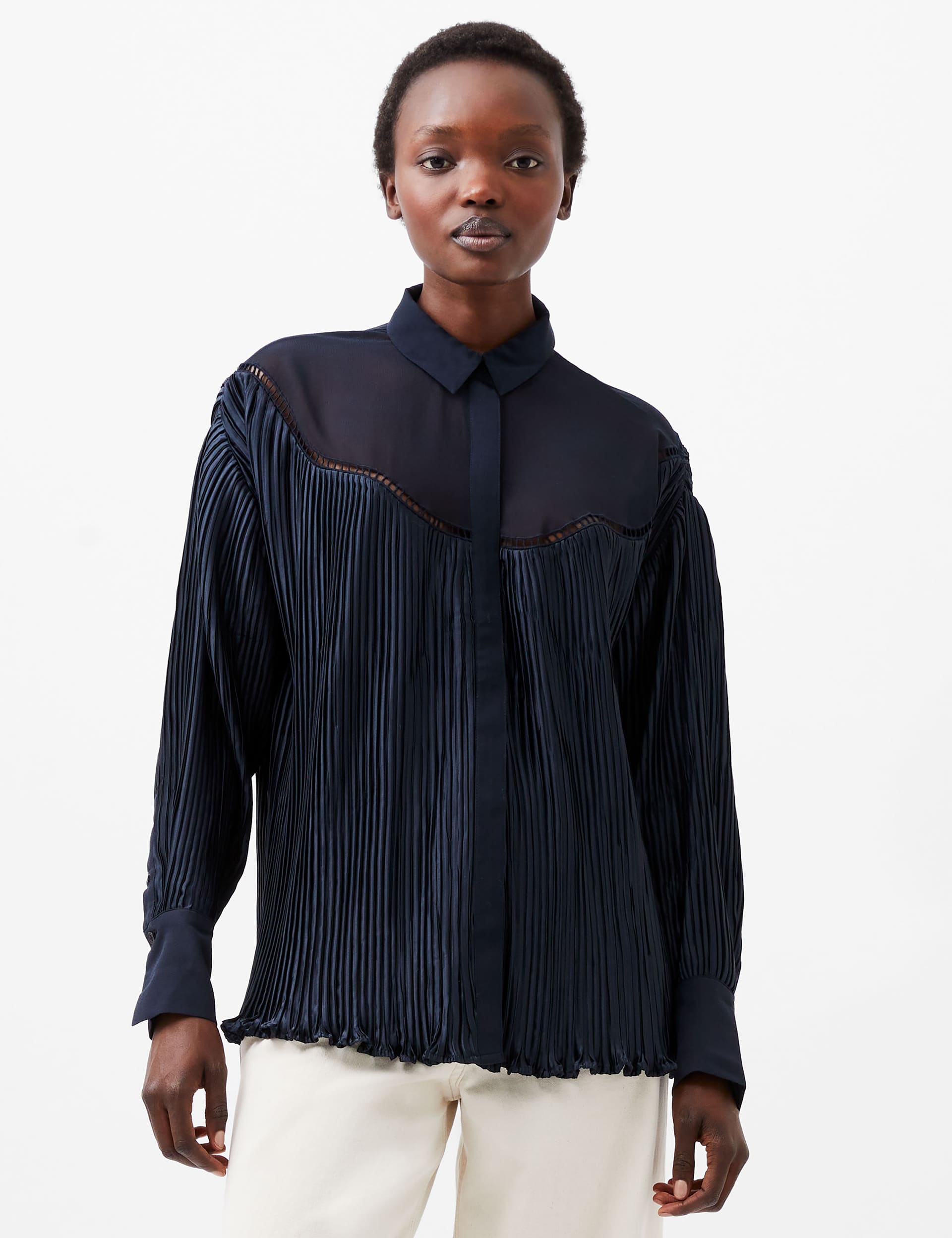 French Connection Women's Satin Collared Shirt