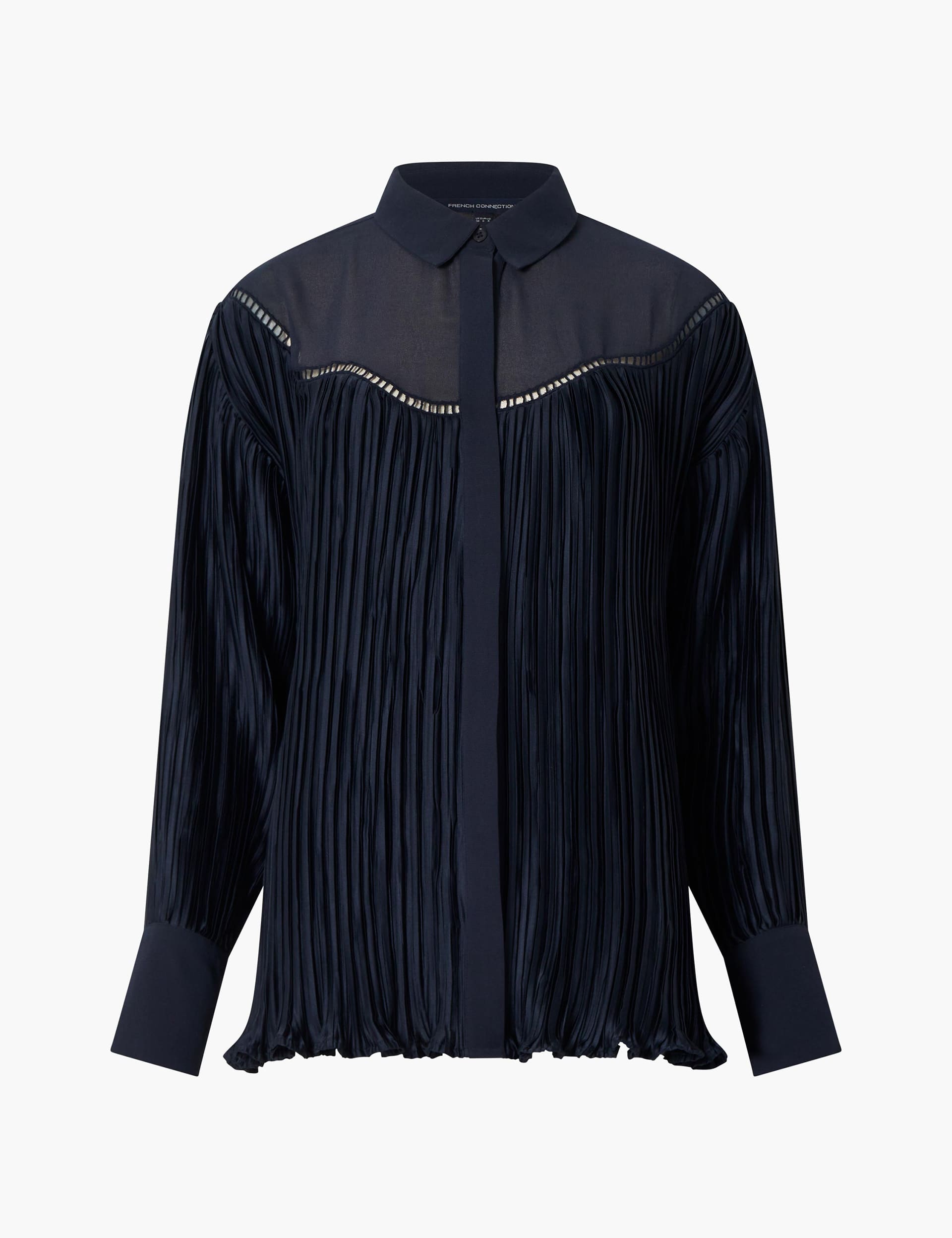 French Connection Women's Satin Collared Shirt - Navy, Navy