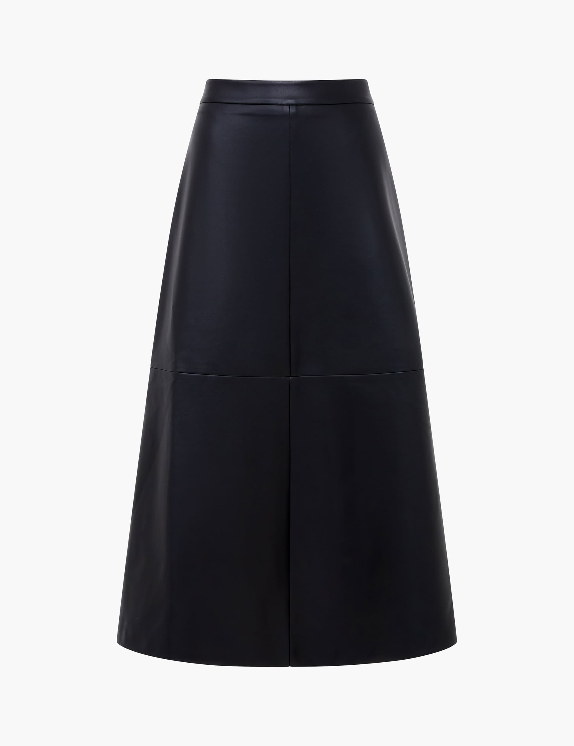 French Connection Women's Faux Leather Midi A-Line Skirt - 6 - Black, Black