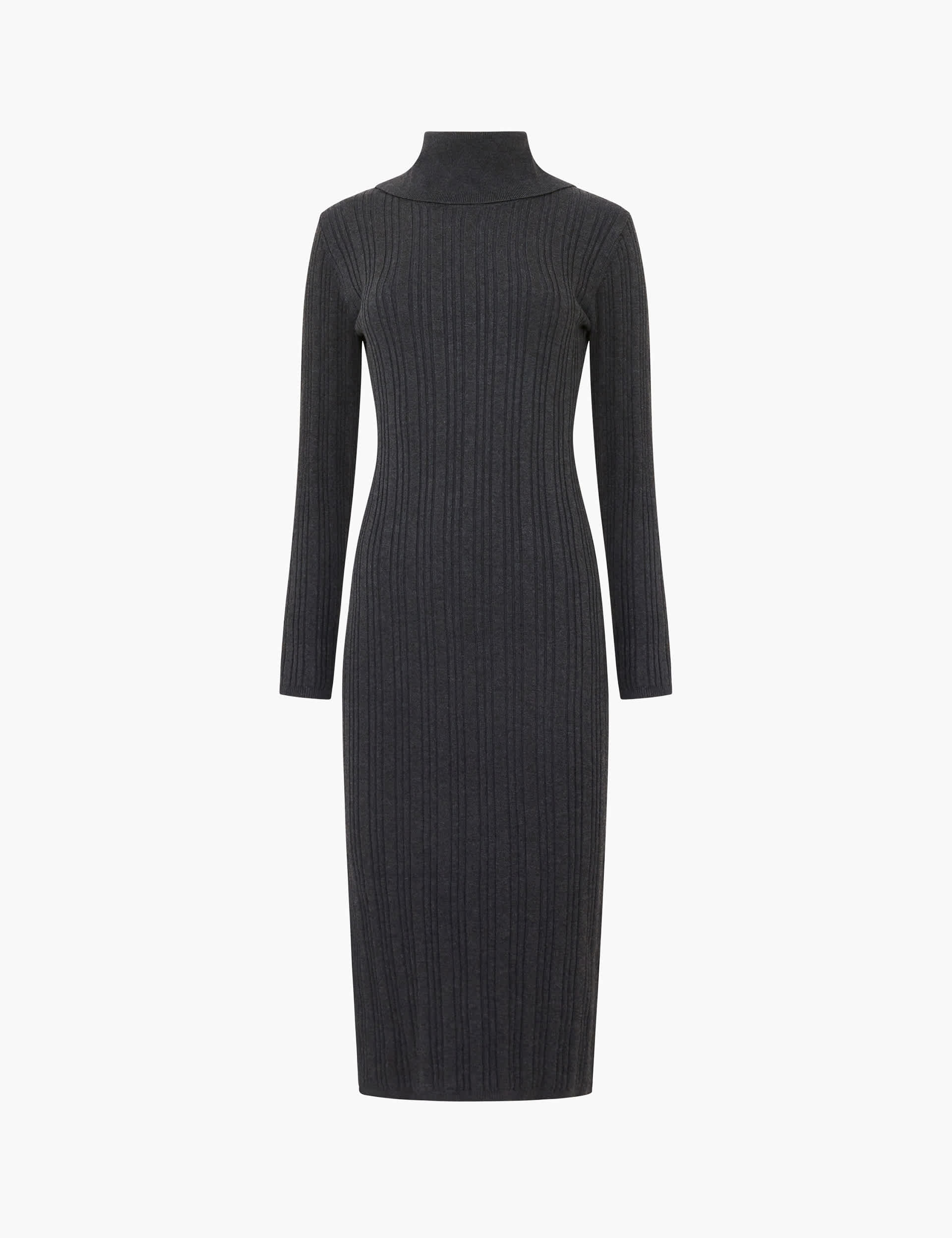 French Connection Women's Knitted Collared Midaxi Dress - Black, Black