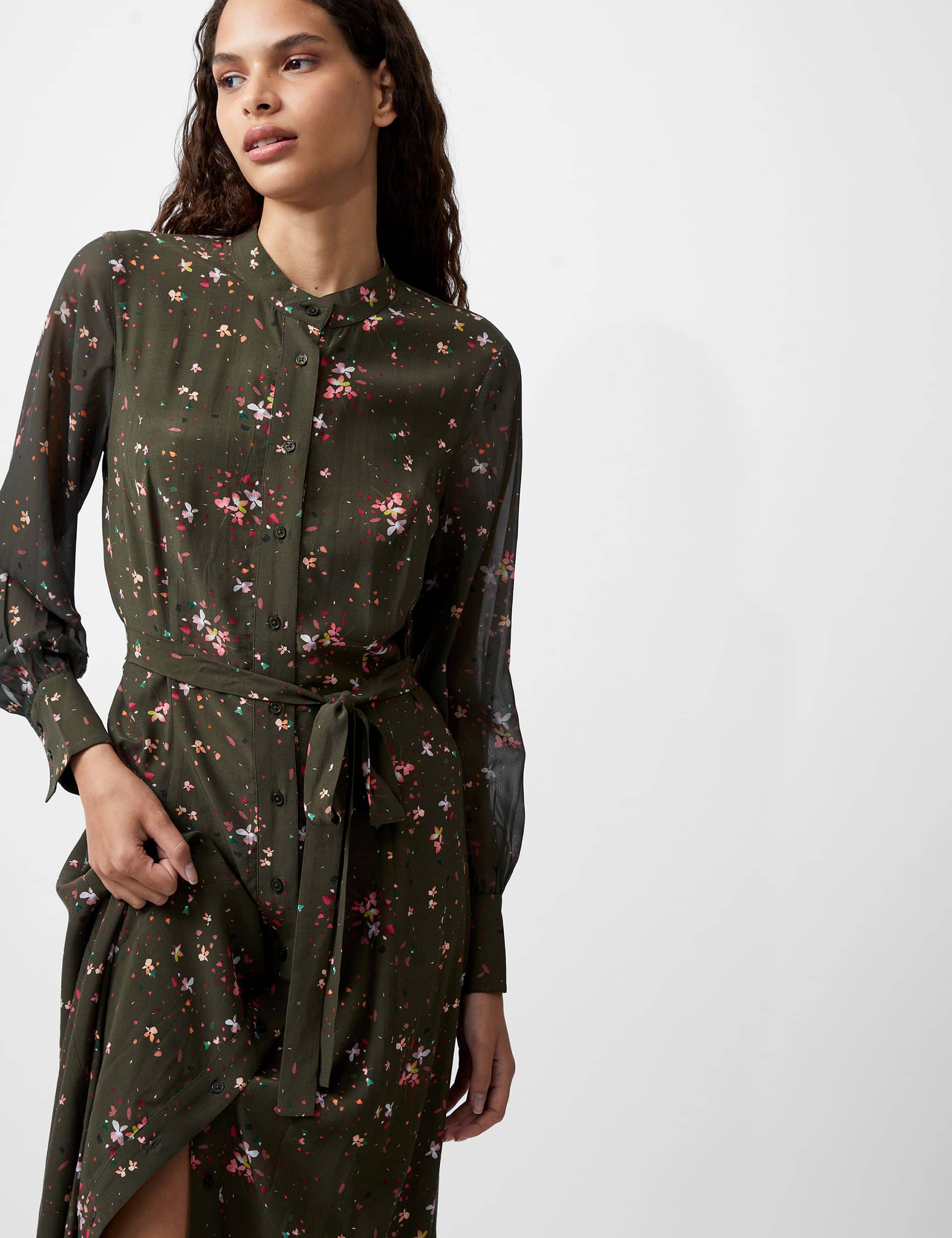 French Connection Women's Floral Midaxi Waisted Dress
