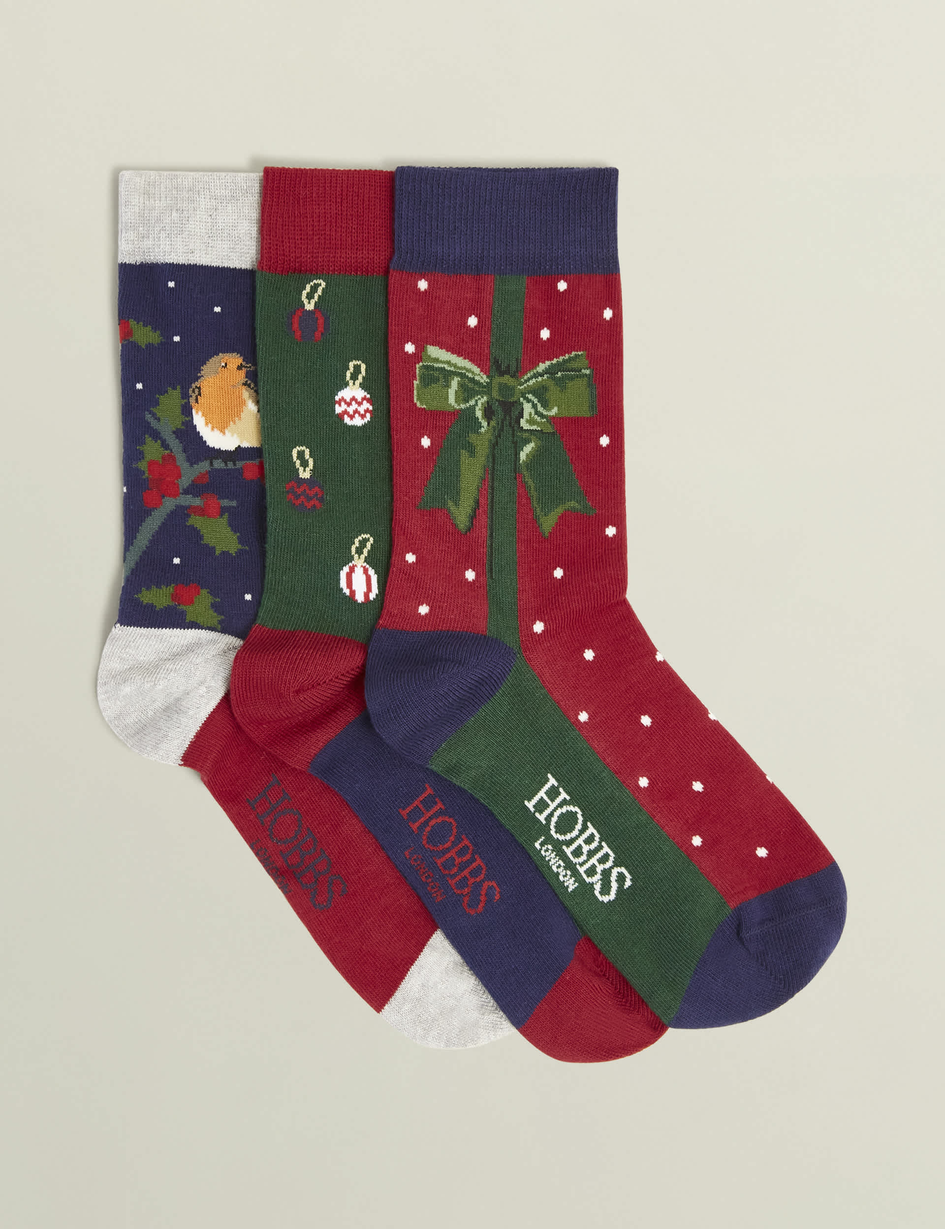 Hobbs Women's 3pk Cotton Rich Festive Ankle High Socks - Multi, Multi