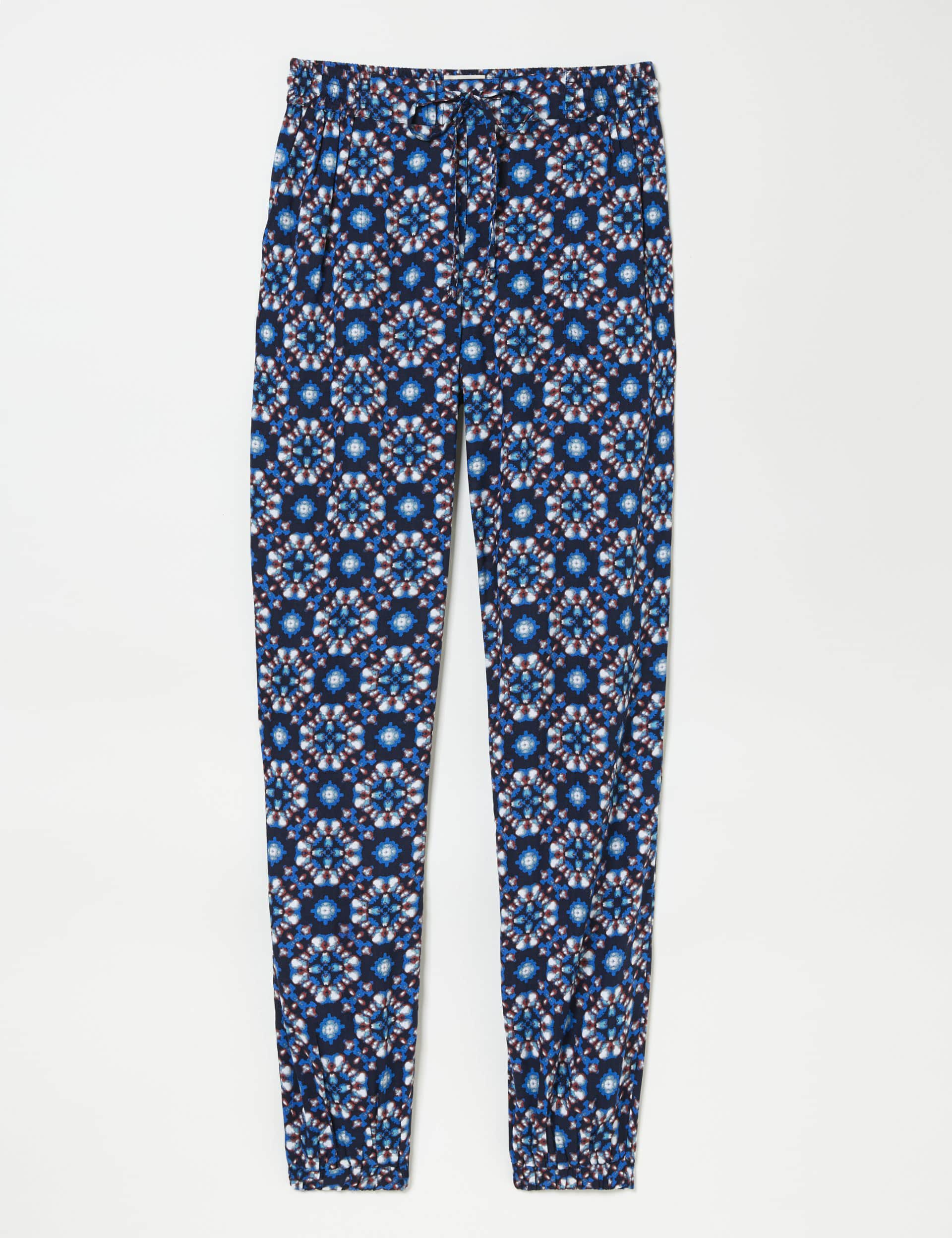 Fatface Women's Geometric Ankle Grazer Trousers - 10REG - Blue Mix, Blue Mix